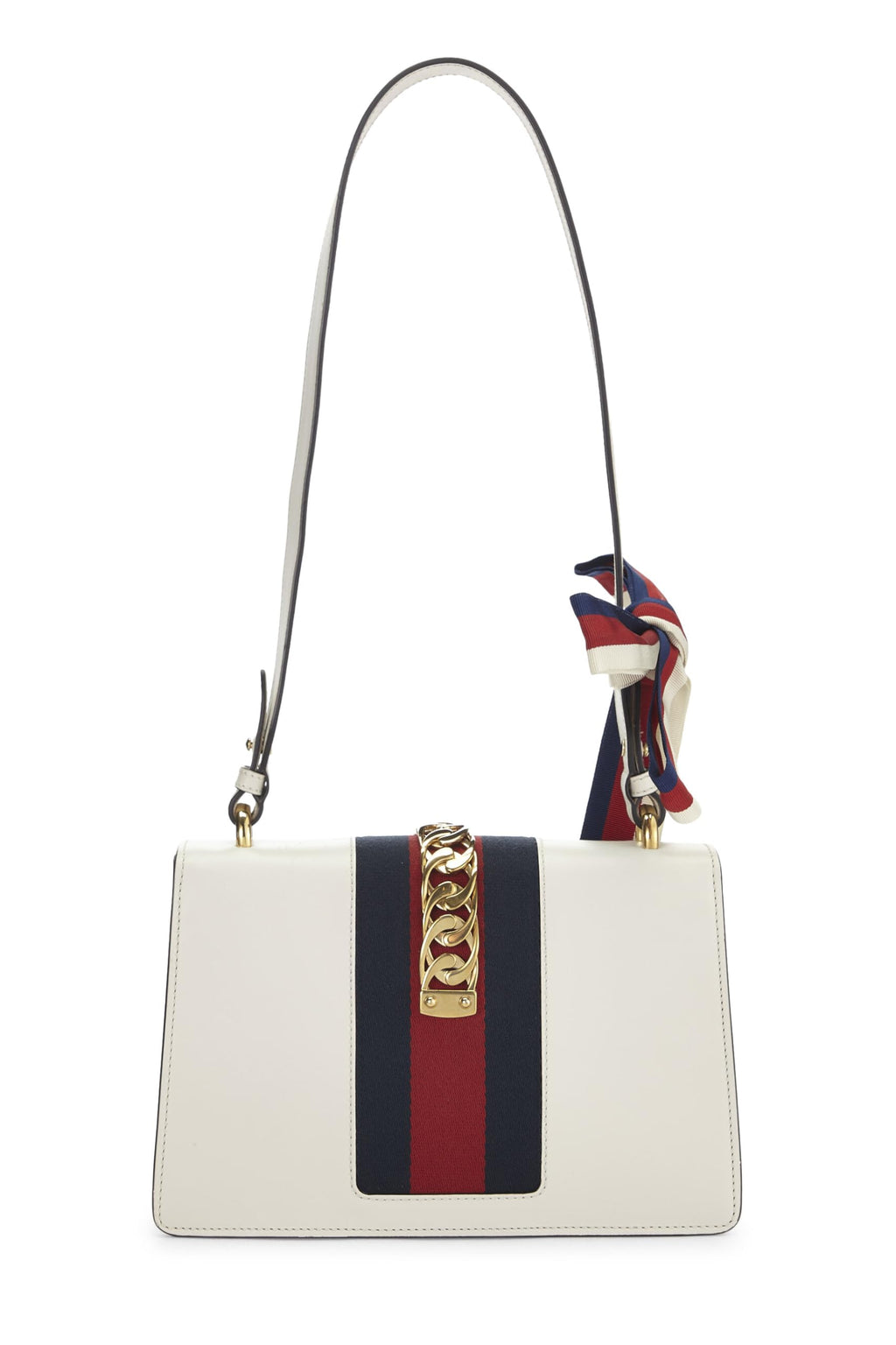 Gucci,  White Leather SyLouis Vuittonie Shoulder Bag, White