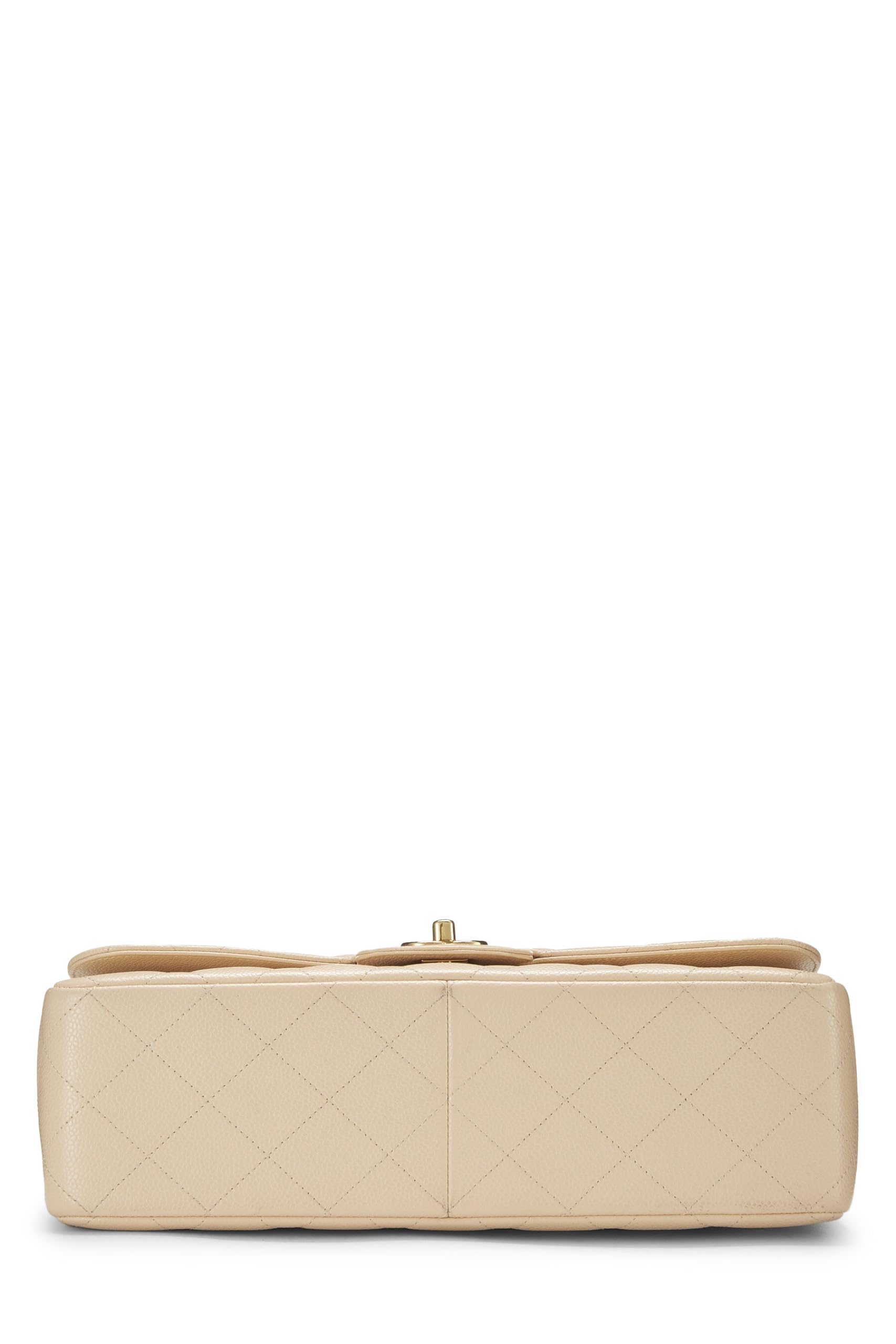 Chanel,  Beige Quilted Caviar New Classic Double Flap Jumbo, Beige
