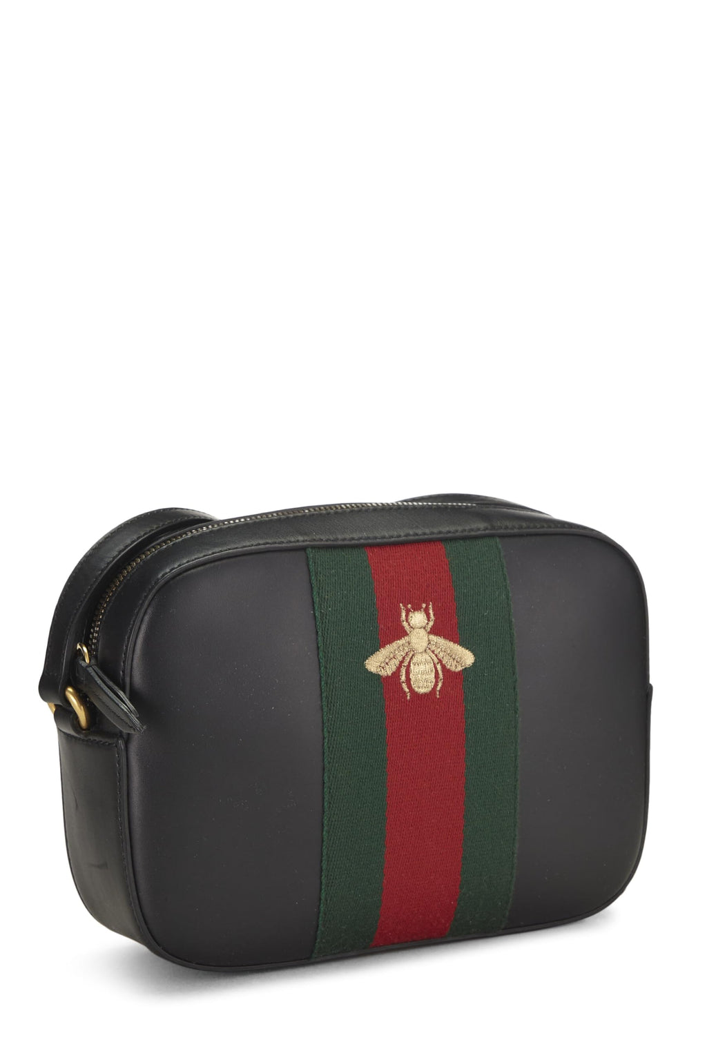 Gucci,  Black Leather Webby Shoulder Bag Small, Black