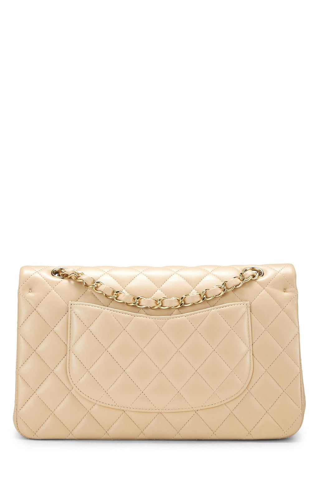 Chanel,  Beige Quilted Lambskin Classic Double Flap Medium, Beige