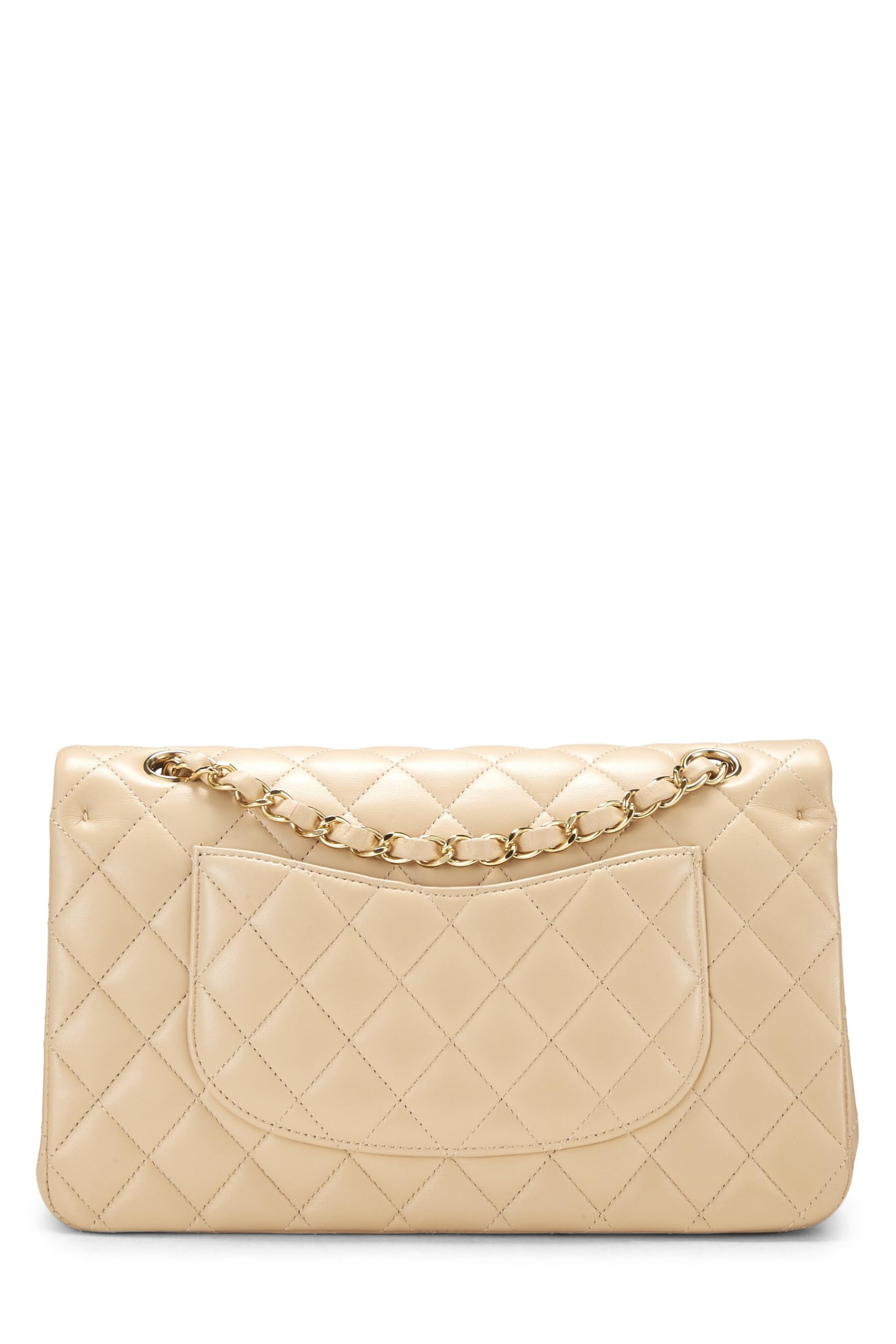 Chanel,  Beige Quilted Lambskin Classic Double Flap Medium, Beige