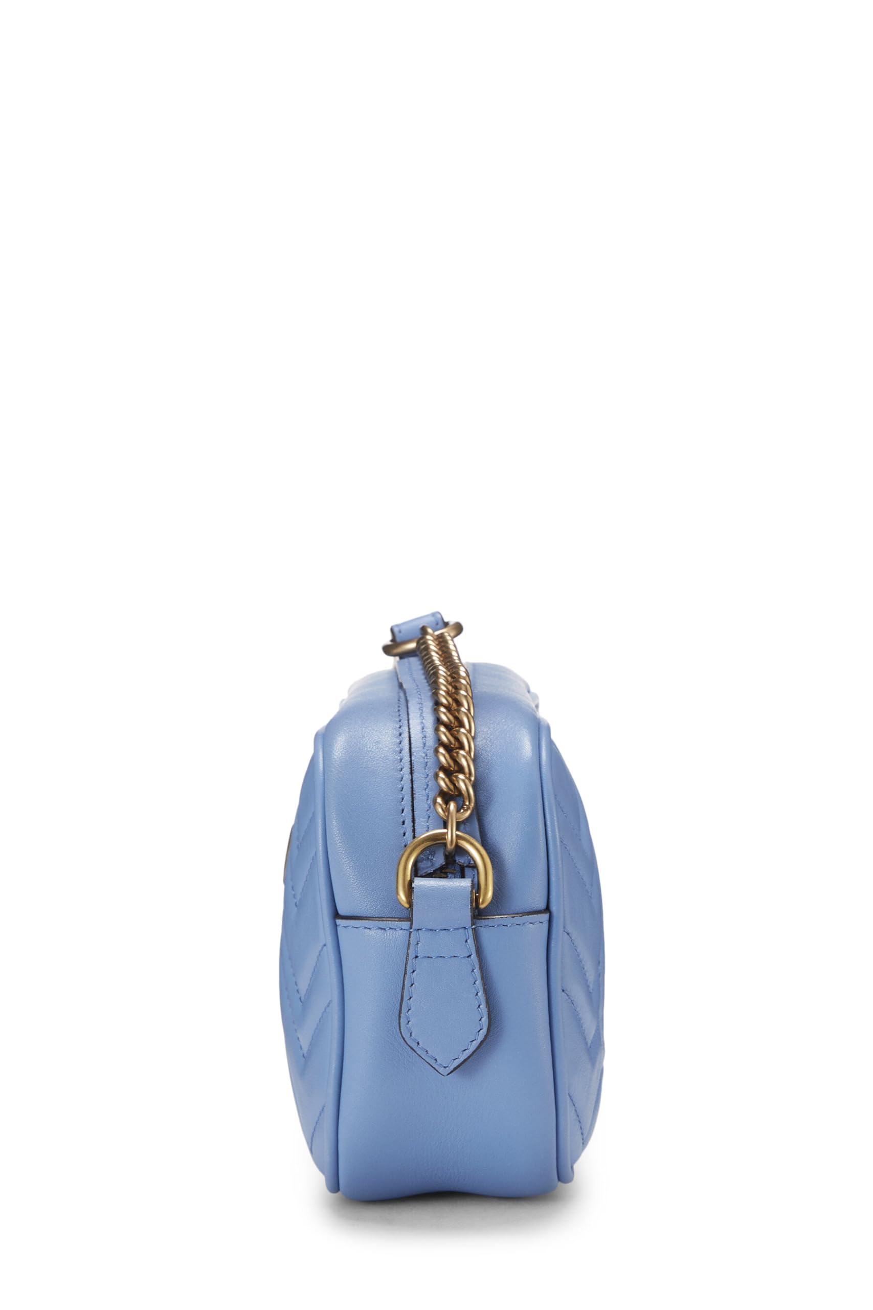 Gucci,  Blue Leather Gucci Marmont Crossbody Mini, Blue