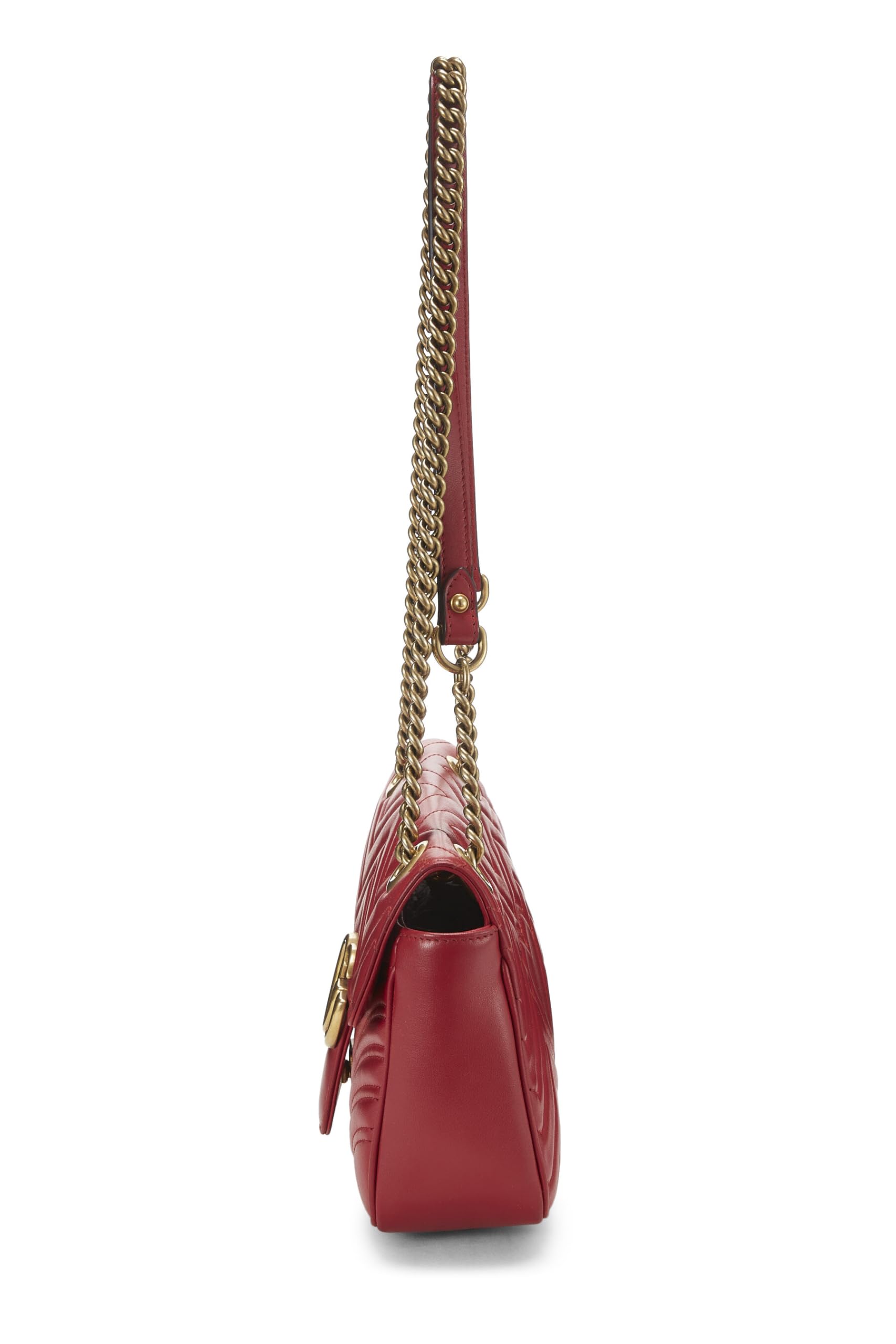 Gucci,  Red Leather GG Marmont Shoulder Bag Small, Red