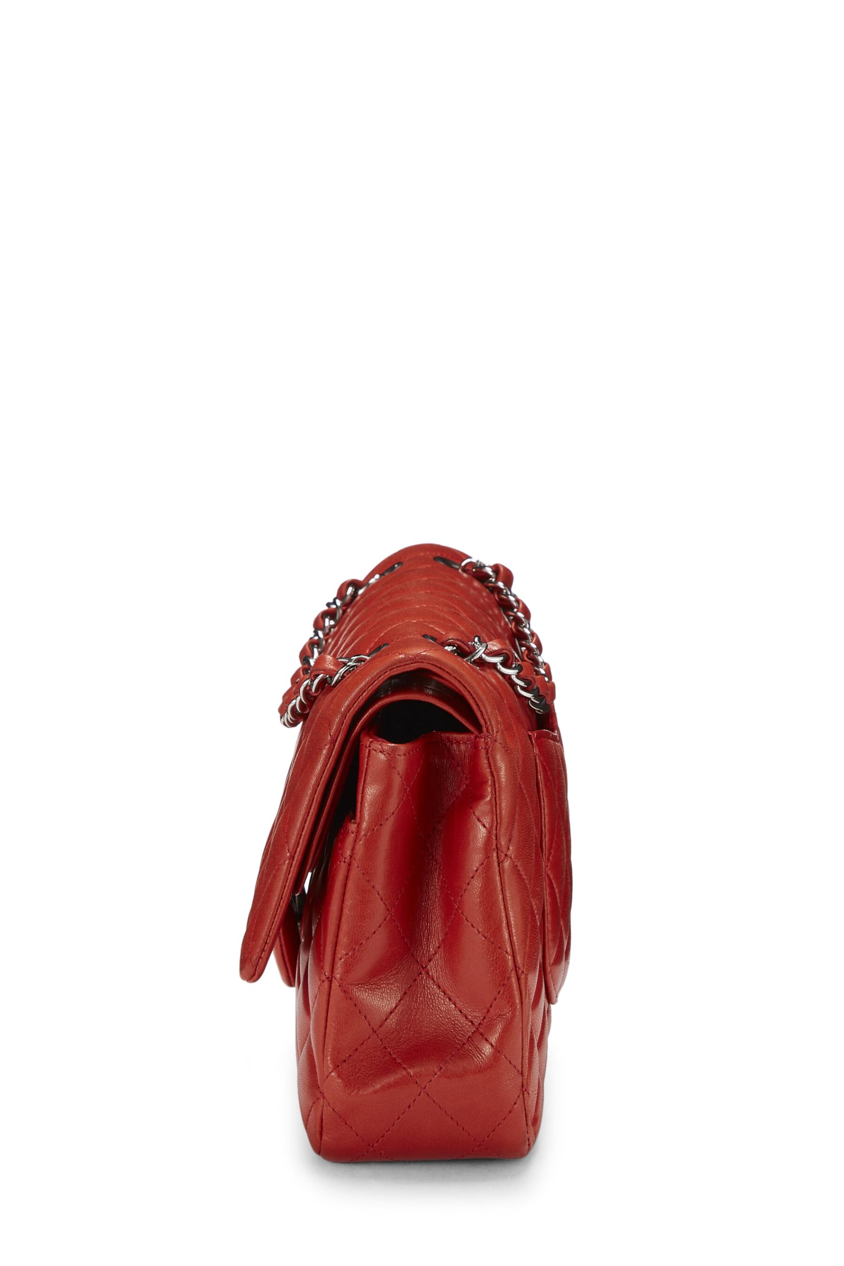 Chanel,  Red Quilted Lambskin Classic Double Flap Medium, Red