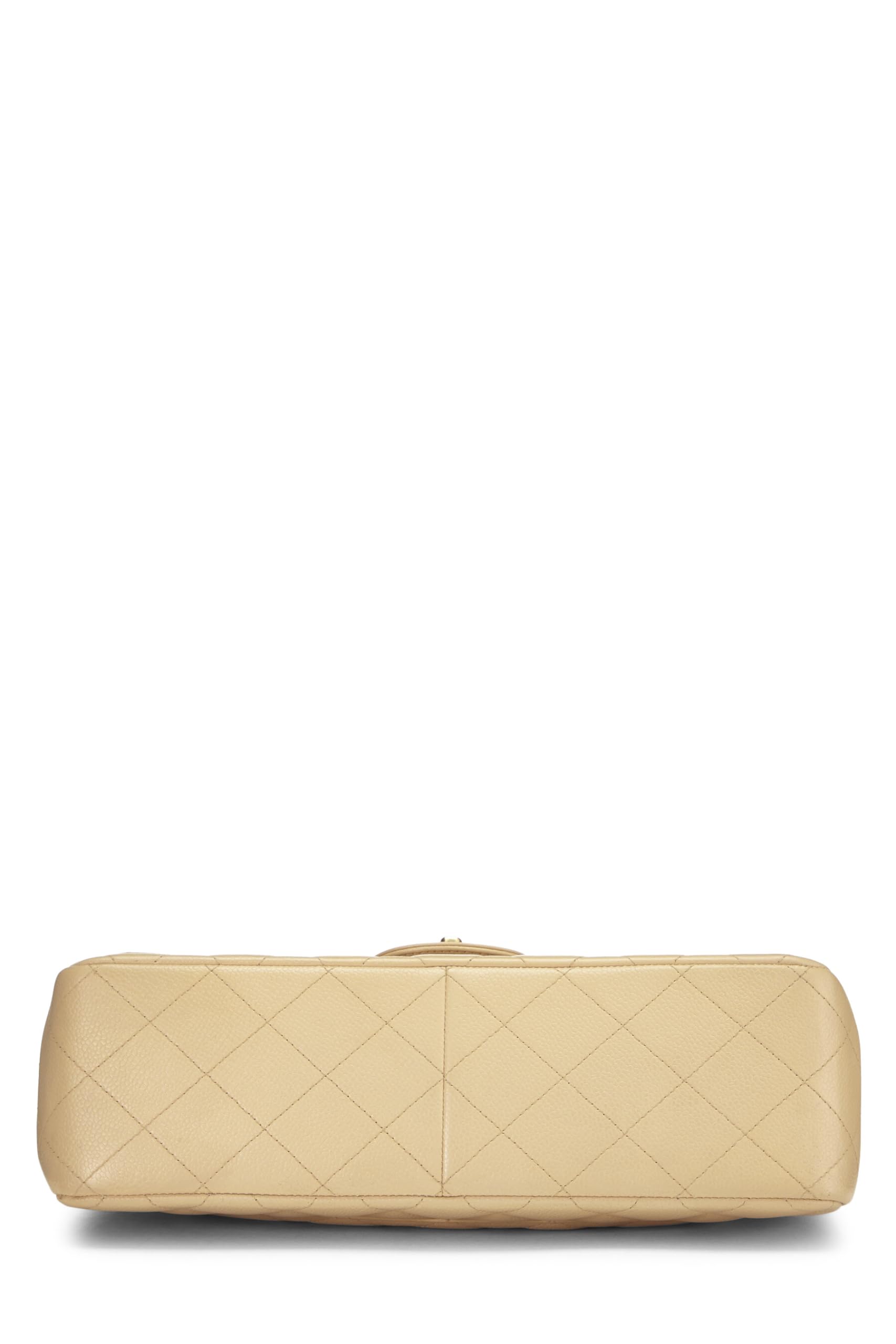 Chanel,  Beige Quilted Caviar New Classic Double Flap Jumbo, Beige