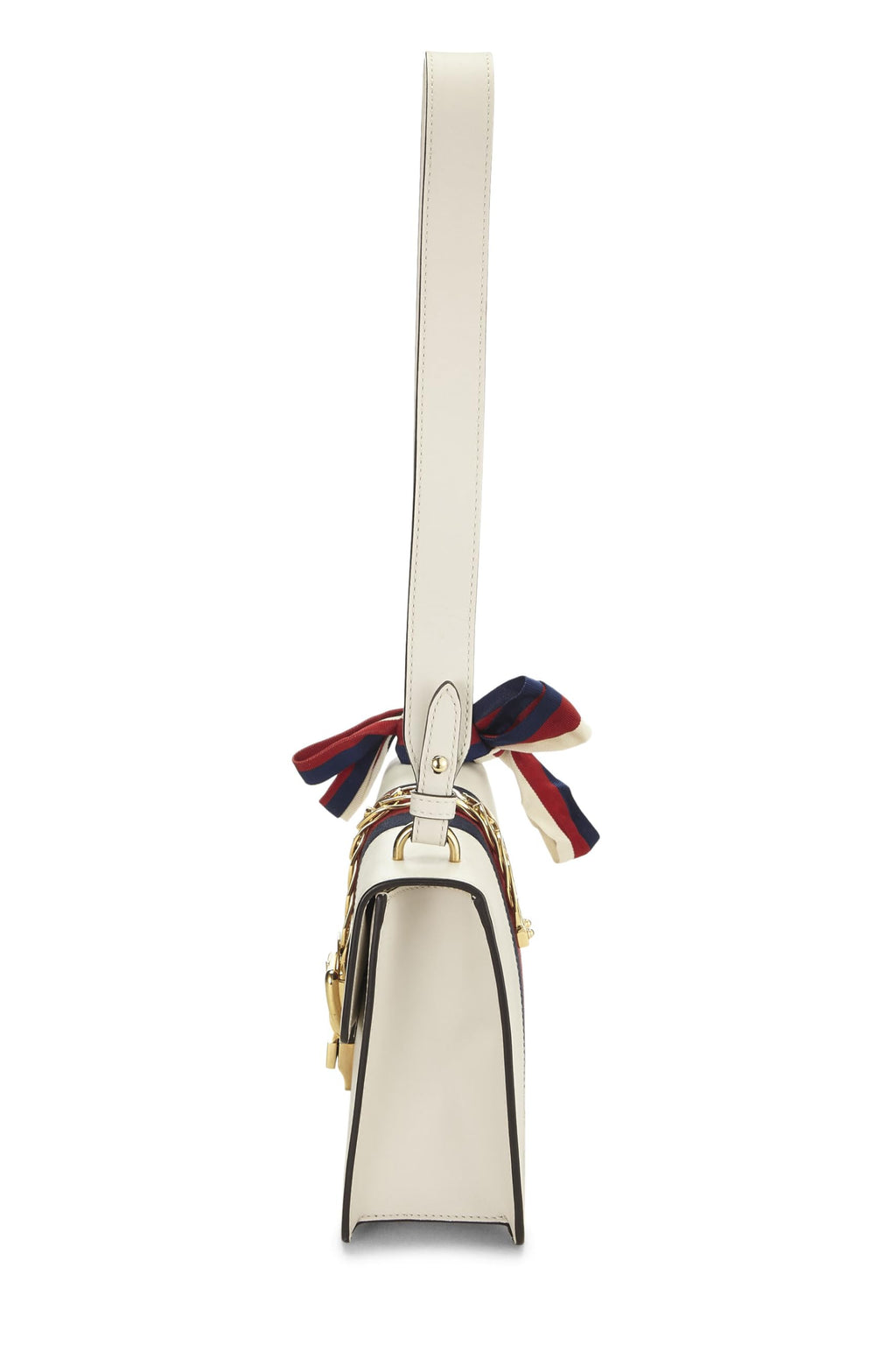 Gucci,  White Leather SyLouis Vuittonie Shoulder Bag, White