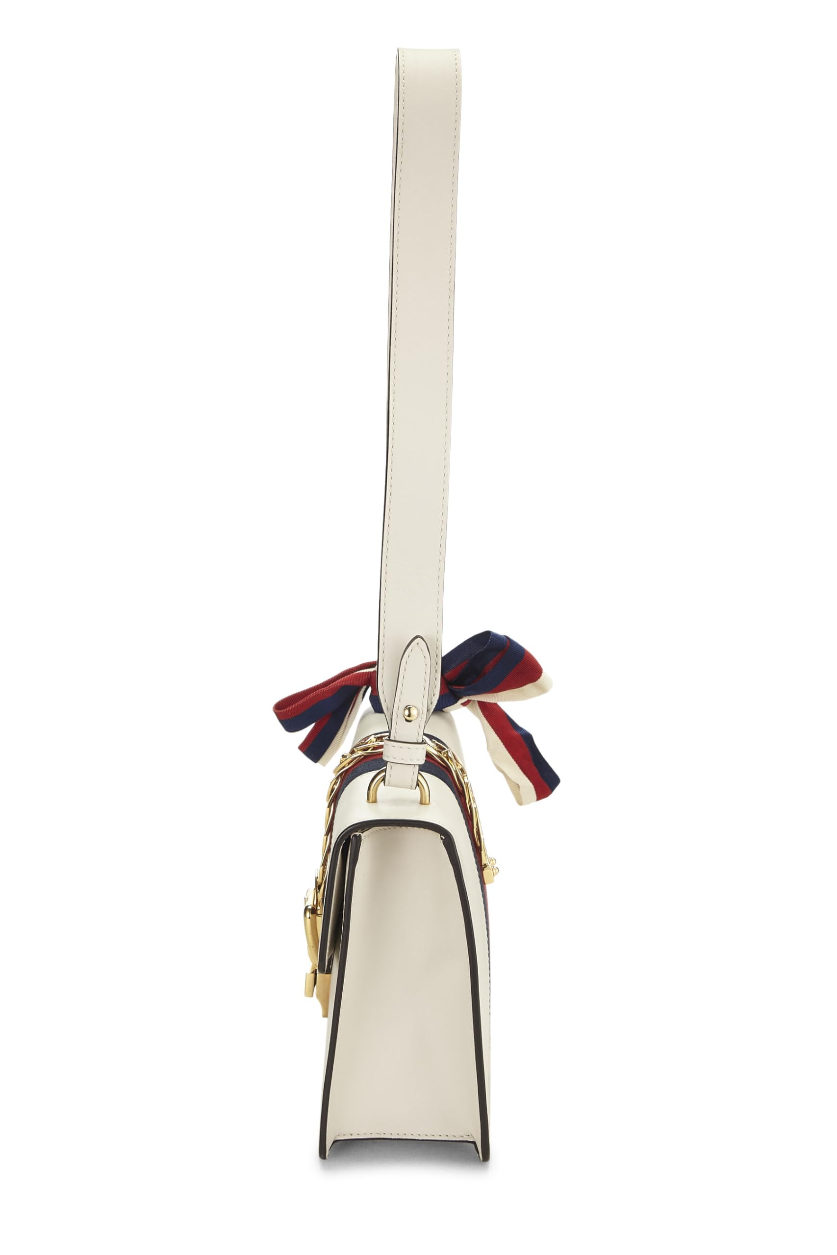 Gucci,  White Leather SyLouis Vuittonie Shoulder Bag, White