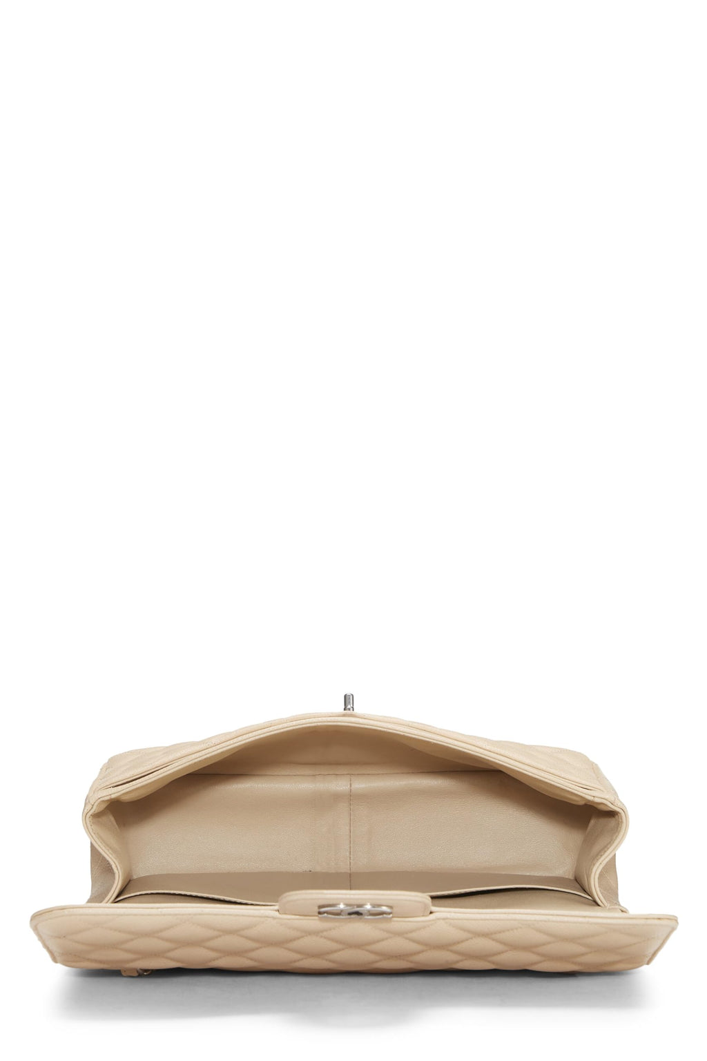 Chanel,  Beige Quilted Caviar New Classic Double Flap Jumbo, Beige