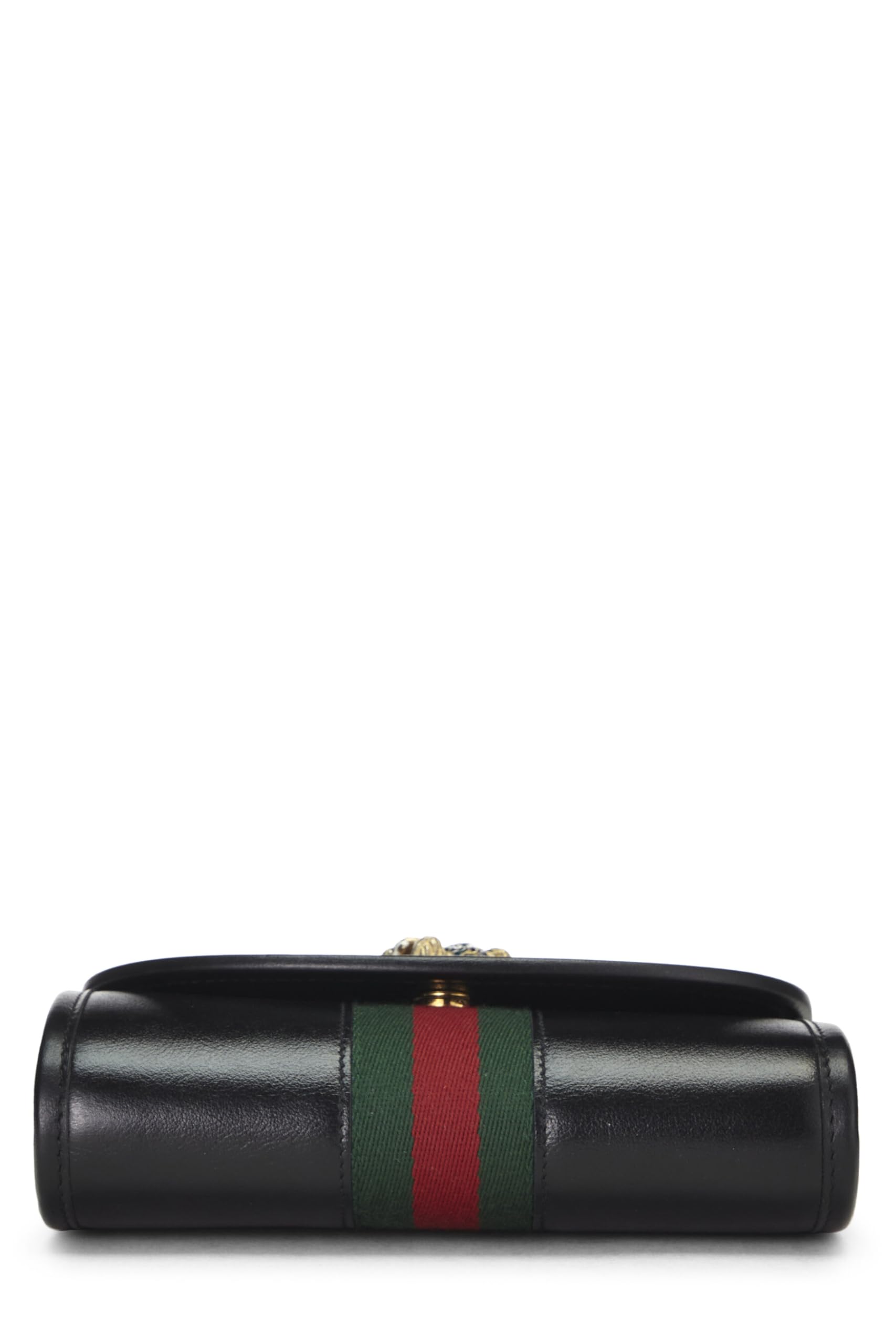 Gucci,  Black Leather Web Rajah Shoulder Bag Mini, Black