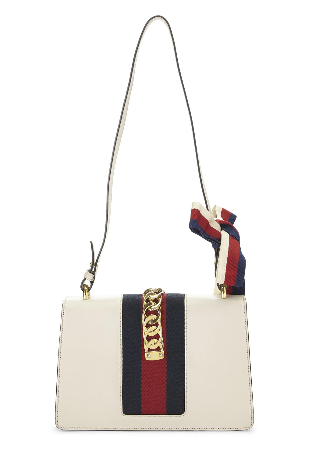 Gucci,  White Leather SyLouis Vuittonie Shoulder Bag Small, White