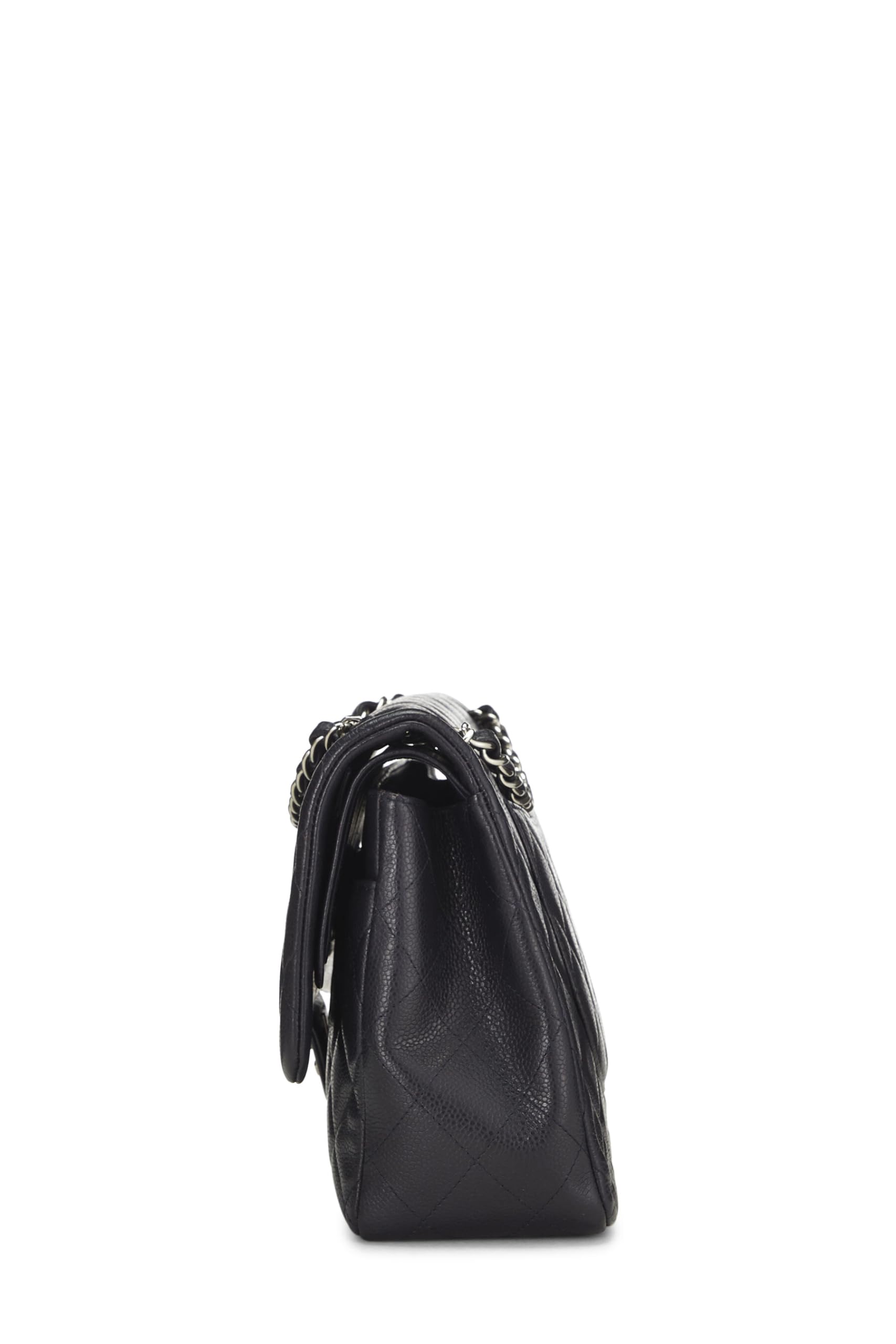 Chanel,  Navy Quilted Caviar New Classic Double Flap Jumbo, Navy