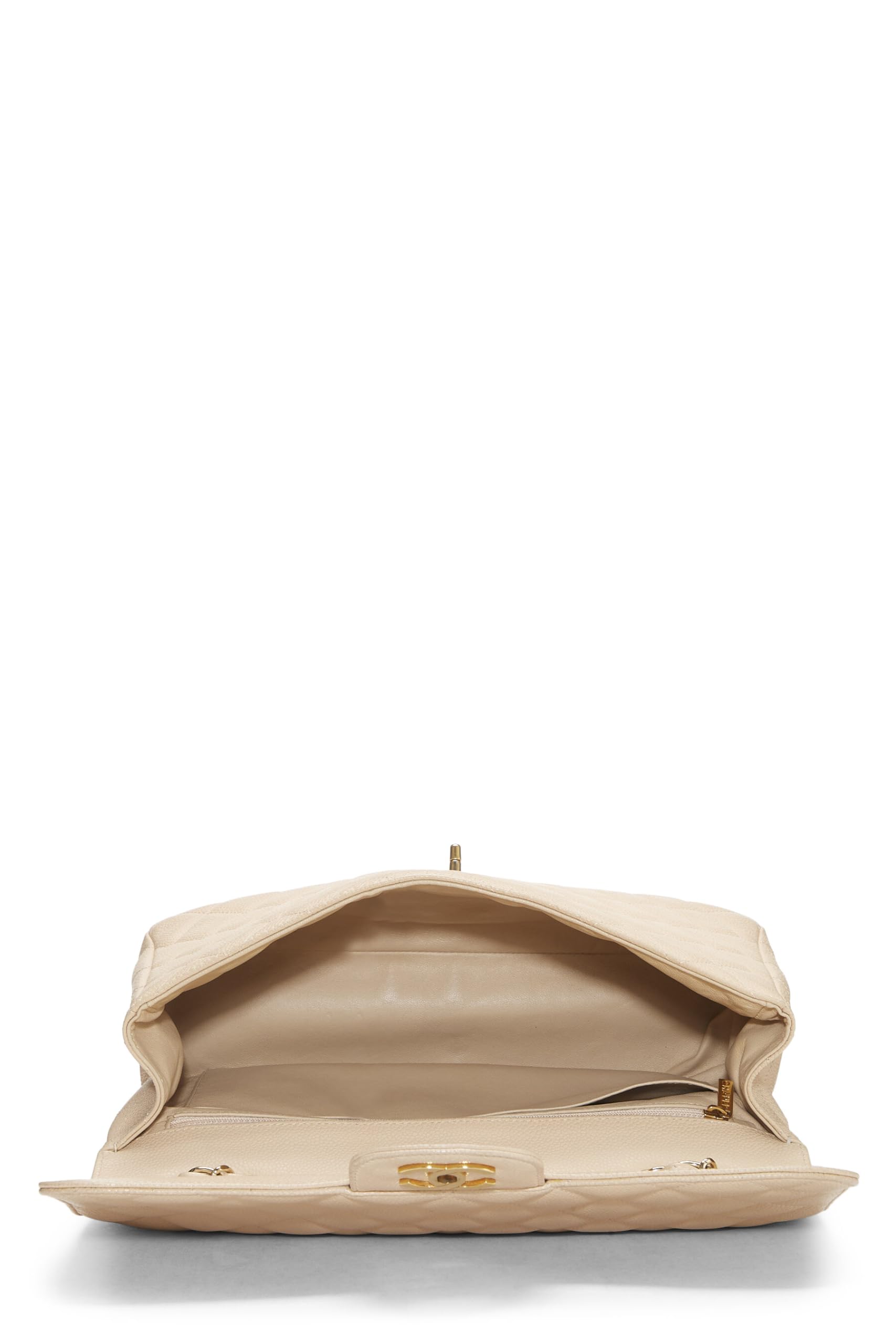 Chanel,  Beige Quilted Caviar New Classic Flap Jumbo, Beige