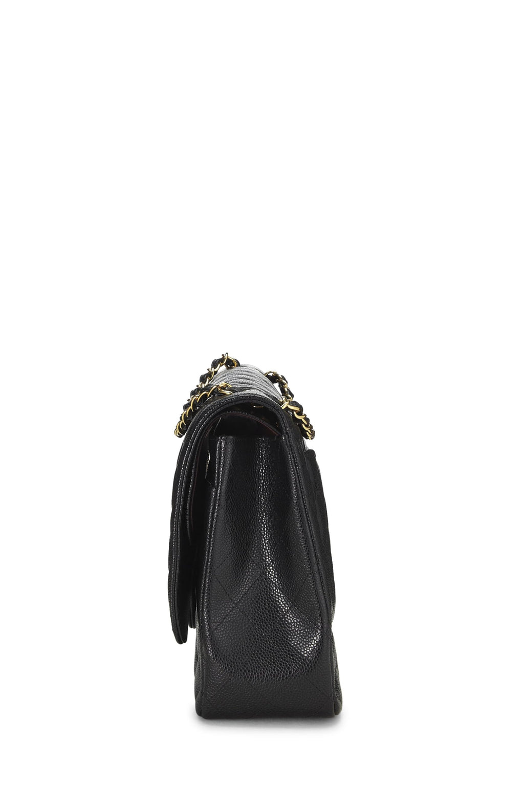 Chanel,  Black Quilted Caviar New Classic Double Flap Maxi, Black