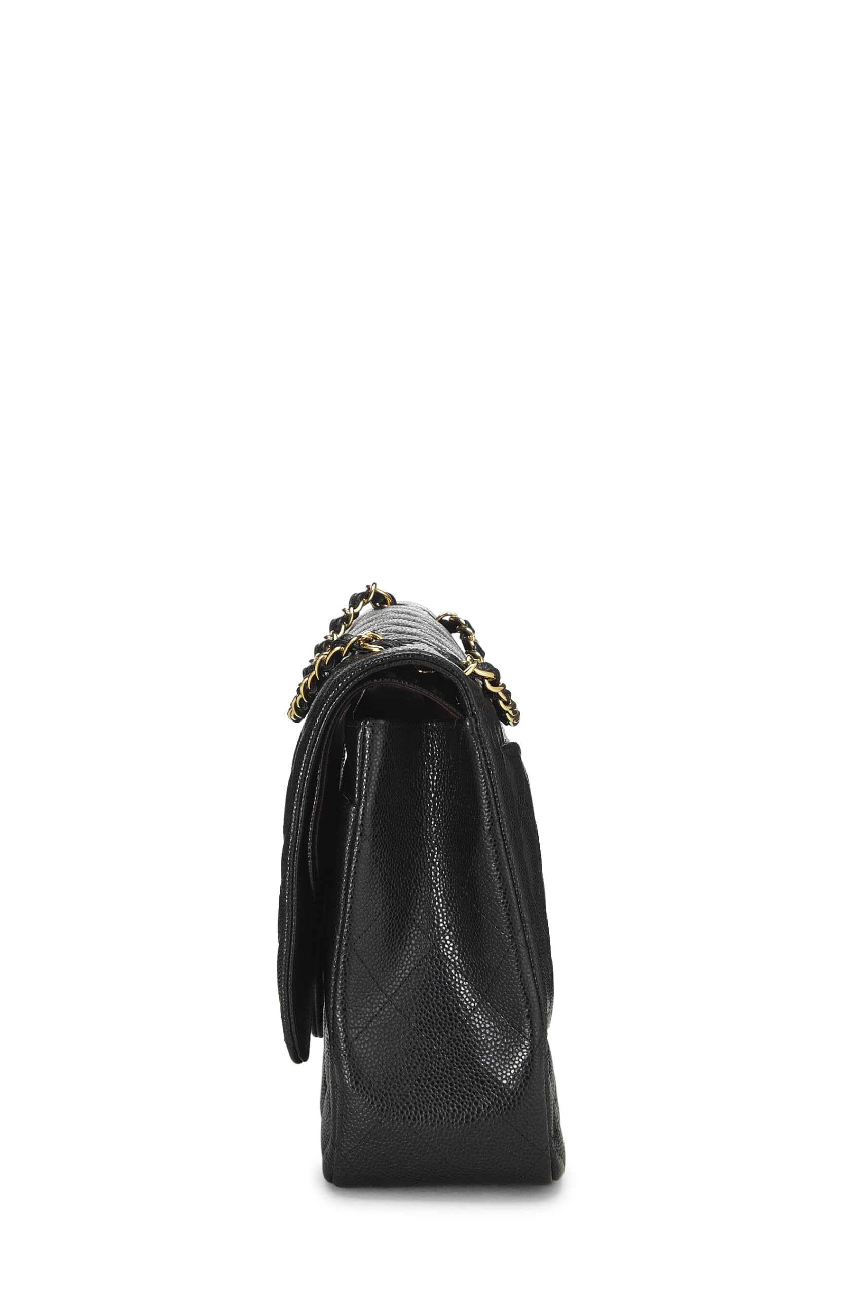 Chanel,  Black Quilted Caviar New Classic Double Flap Maxi, Black