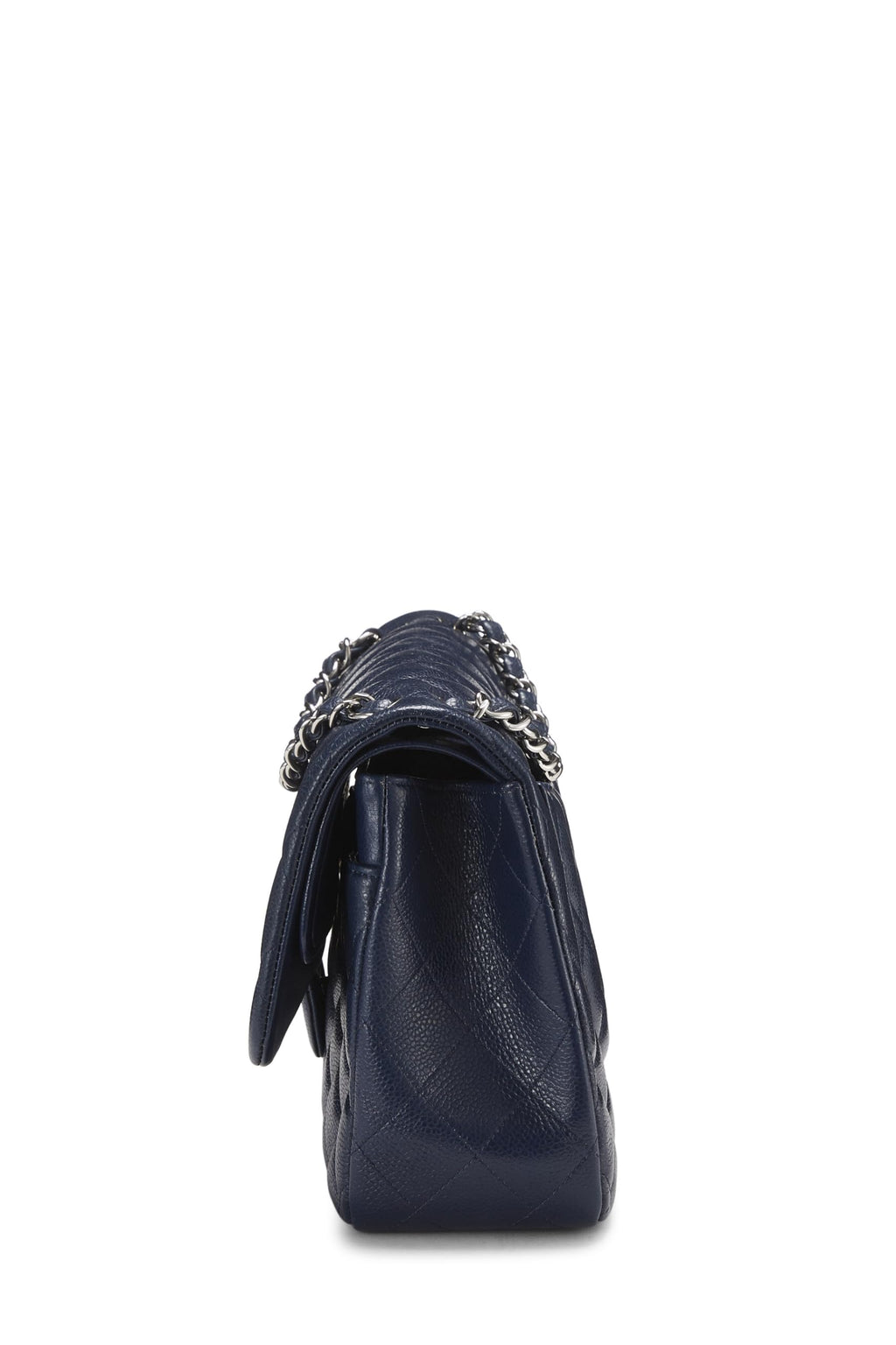 Chanel,  Navy Quilted Caviar New Classic Double Flap Jumbo, Navy