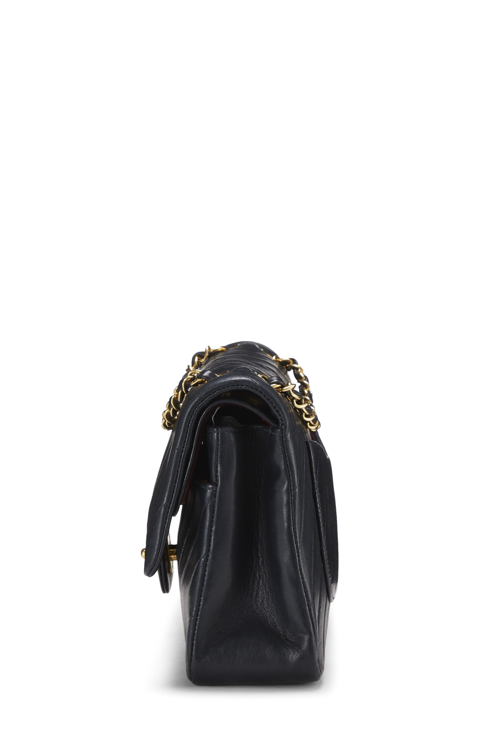Chanel,  Navy Chevron Lambskin Classic Double Flap Medium, Navy