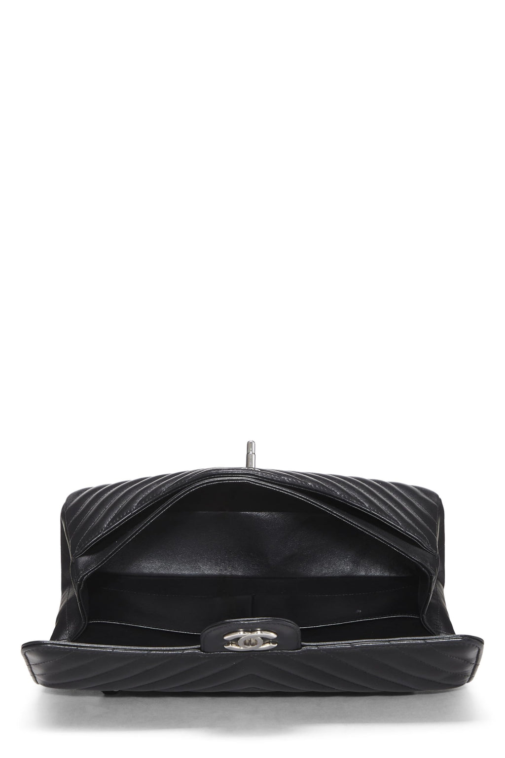 Chanel,  Black Chevron Lambskin Classic Double Flap Medium, Black