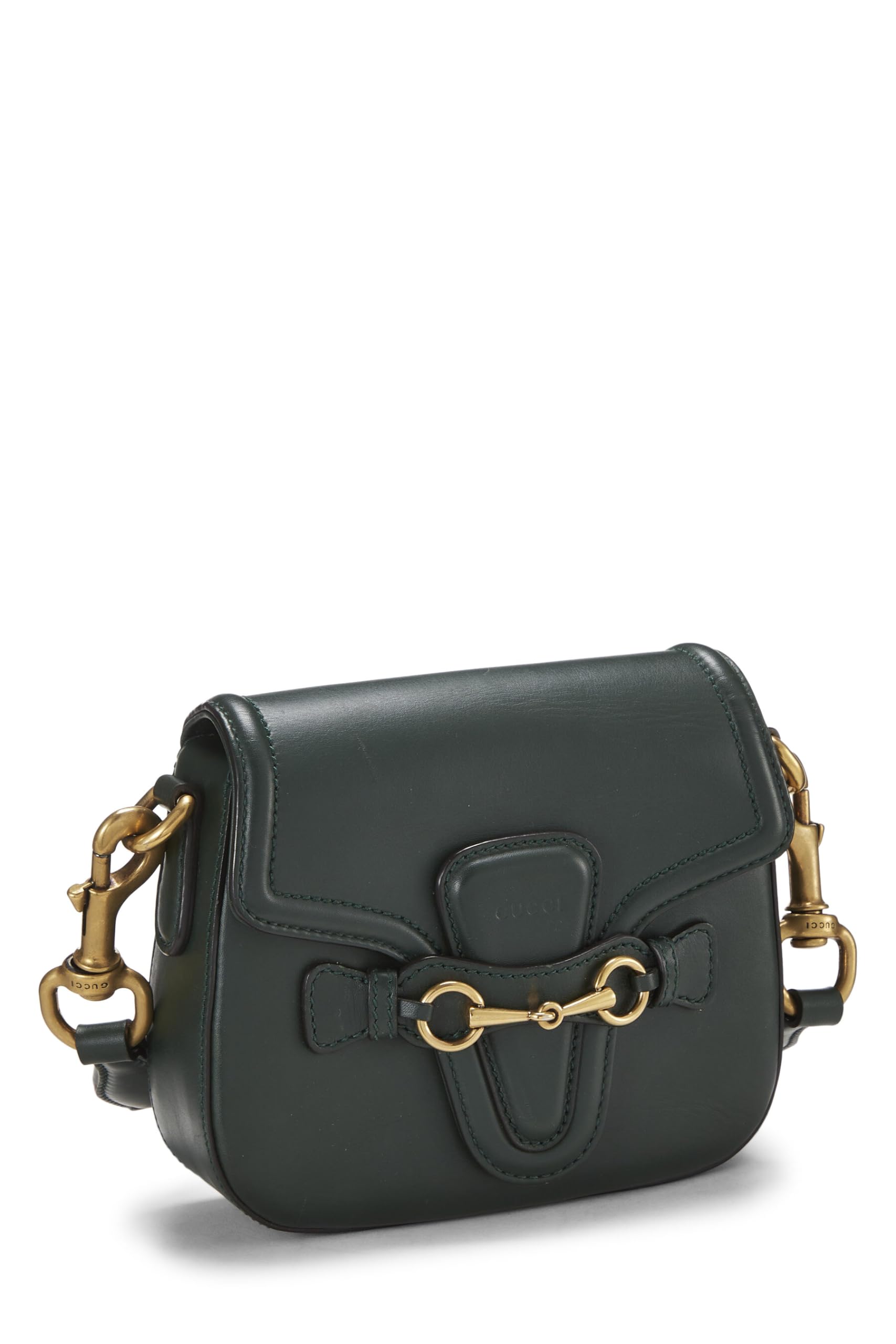 Gucci,  Green Leather Lady Web Shoulder Bag Small, Green