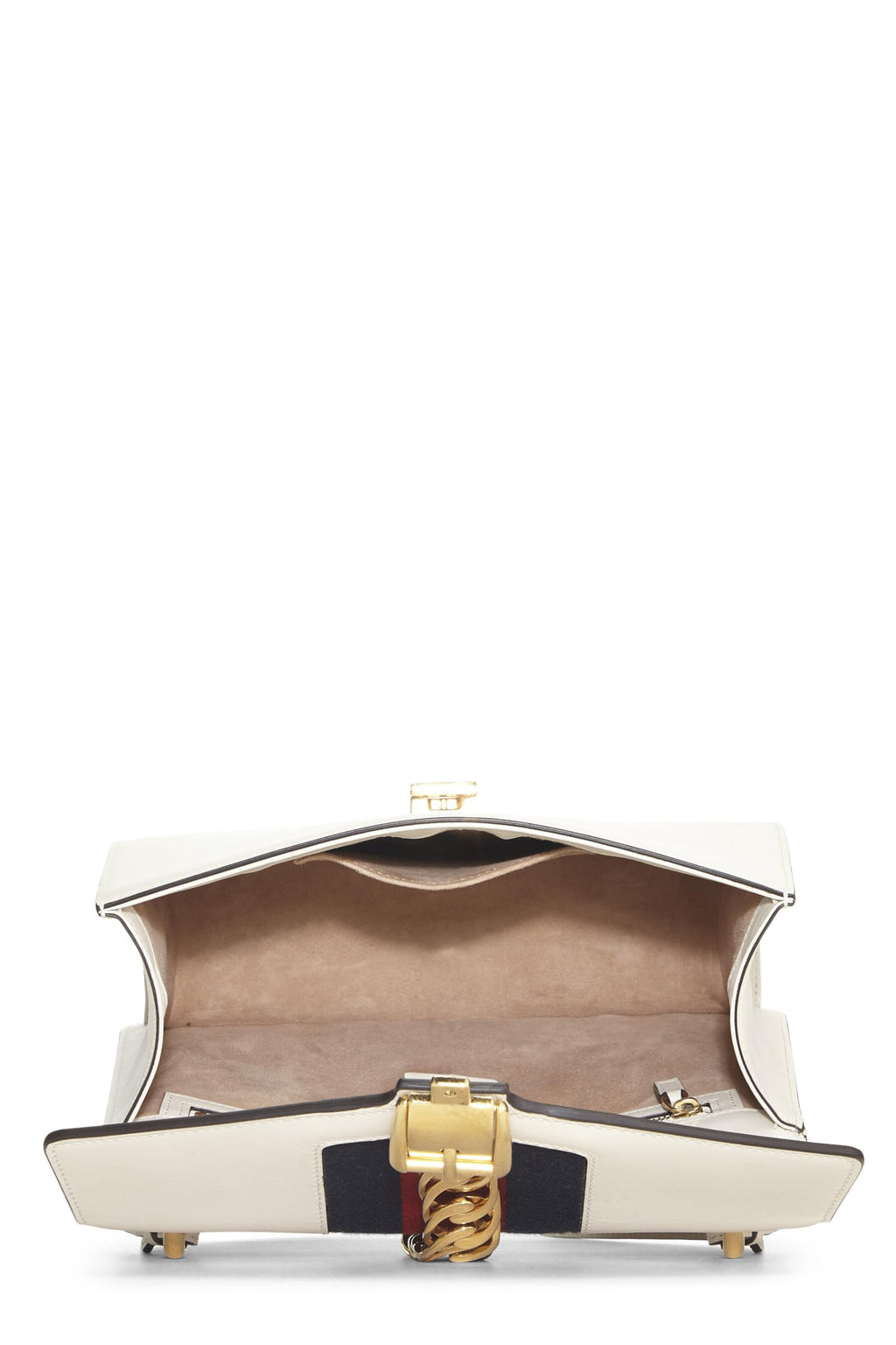 Gucci,  White Leather SyLouis Vuittonie Shoulder Bag, White