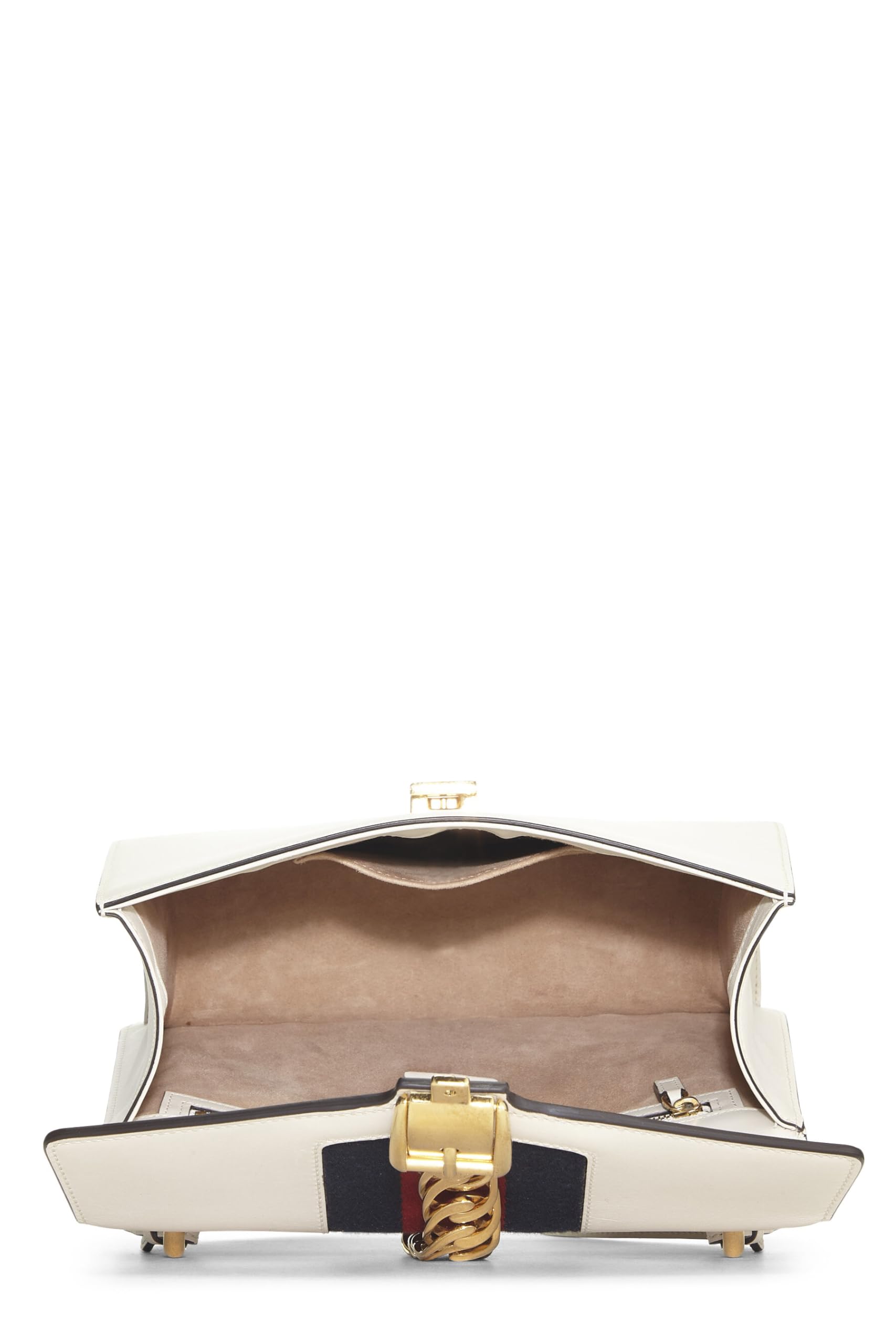Gucci,  White Leather SyLouis Vuittonie Shoulder Bag, White