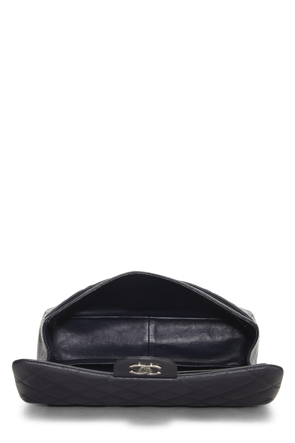 Chanel,  Navy Quilted Caviar New Classic Double Flap Jumbo, Navy