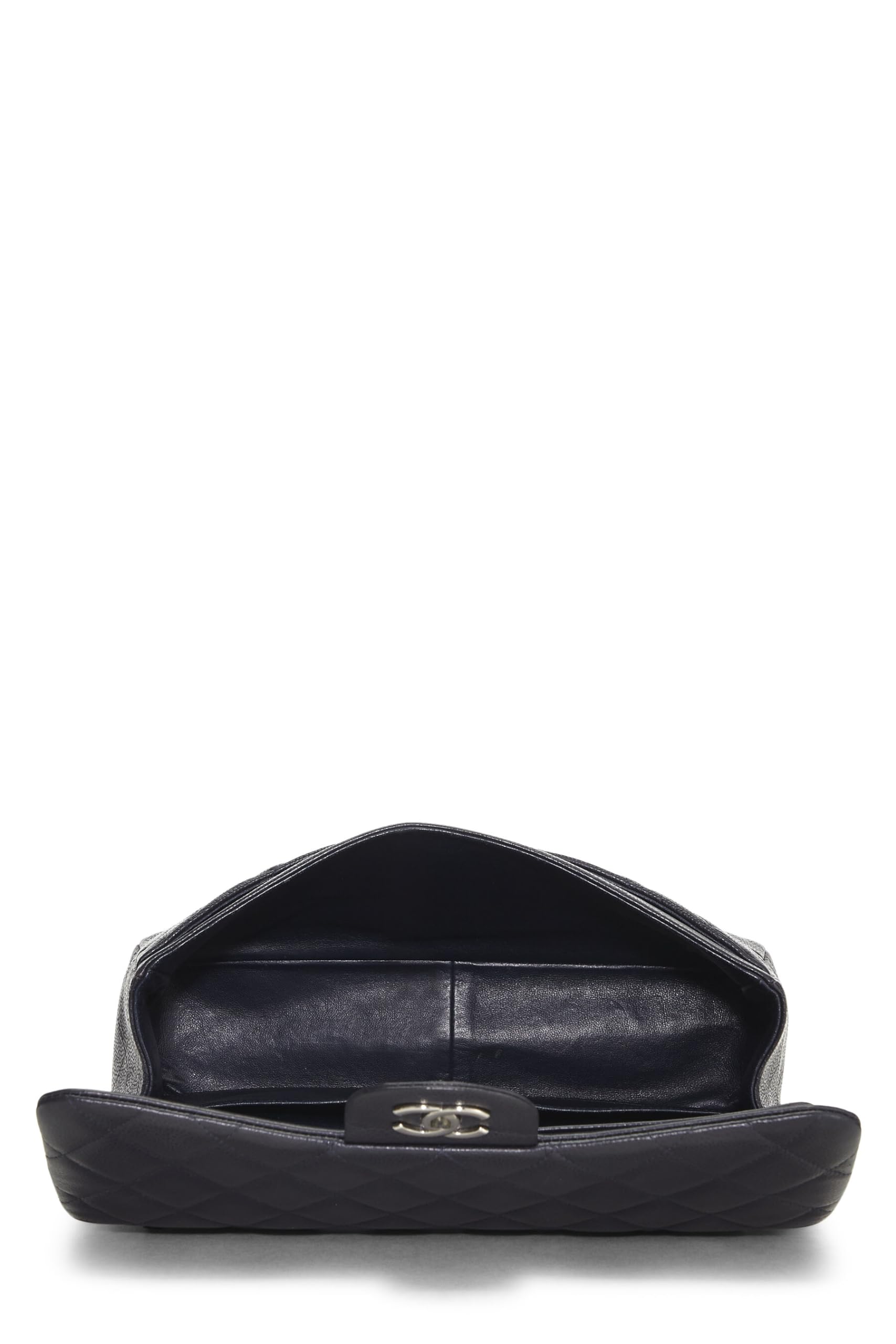 Chanel,  Navy Quilted Caviar New Classic Double Flap Jumbo, Navy