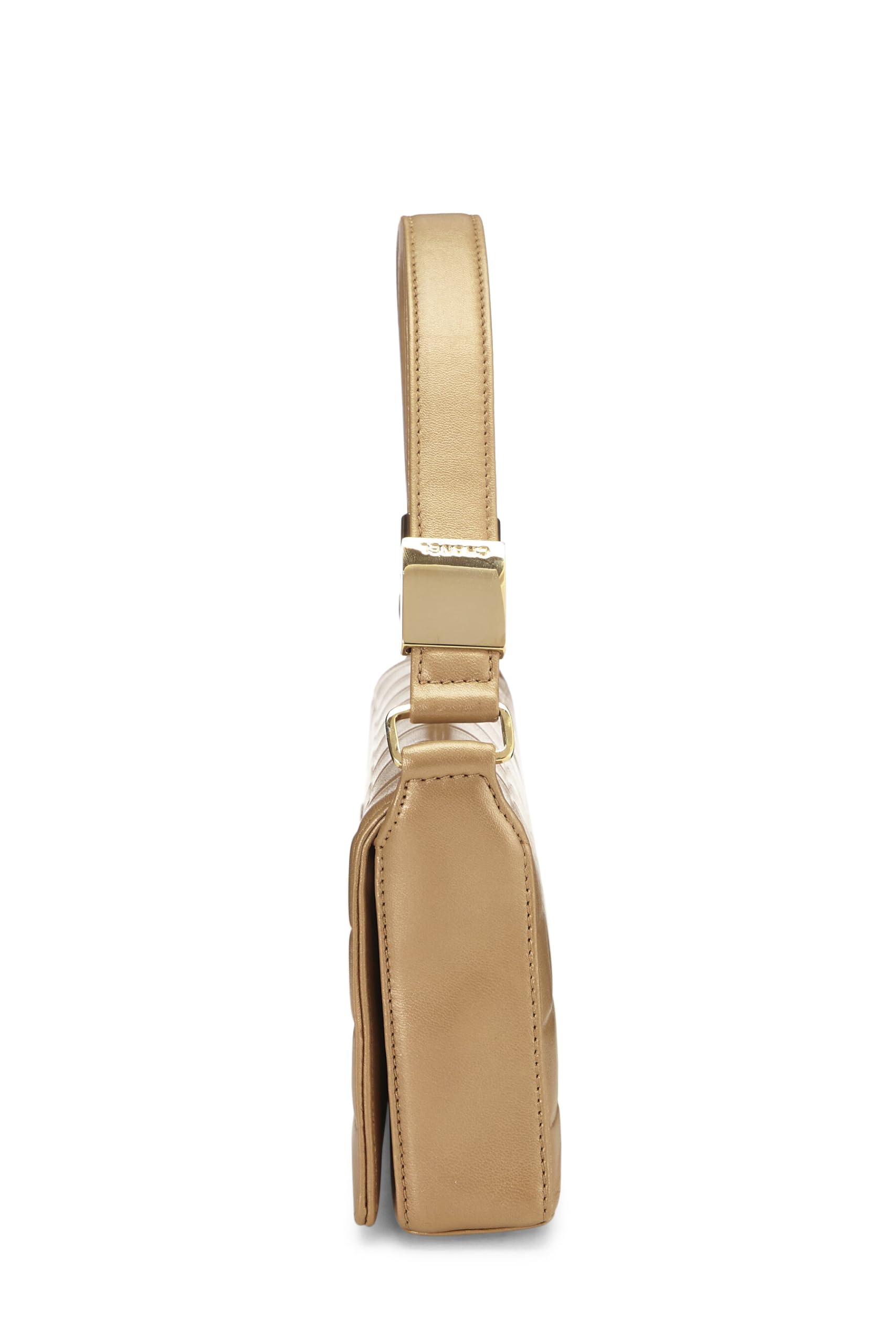 Chanel,  Gold Leather Chocolate Bar Shoulder Bag Medium, Gold