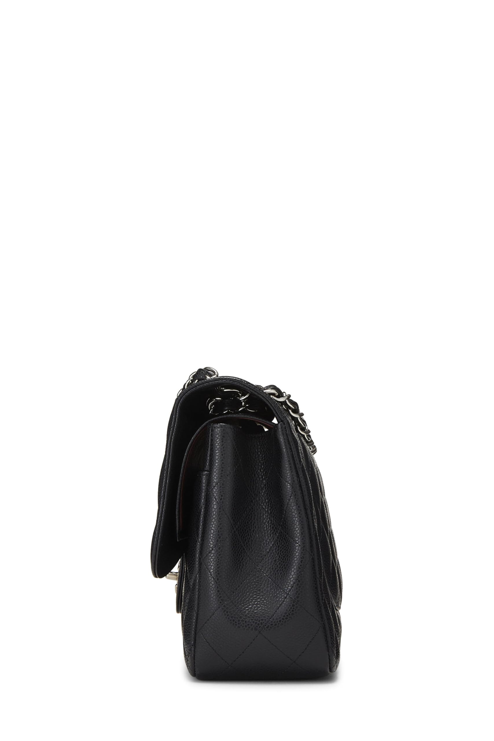 Chanel,  Black Quilted Caviar New Classic Double Flap Jumbo, Black