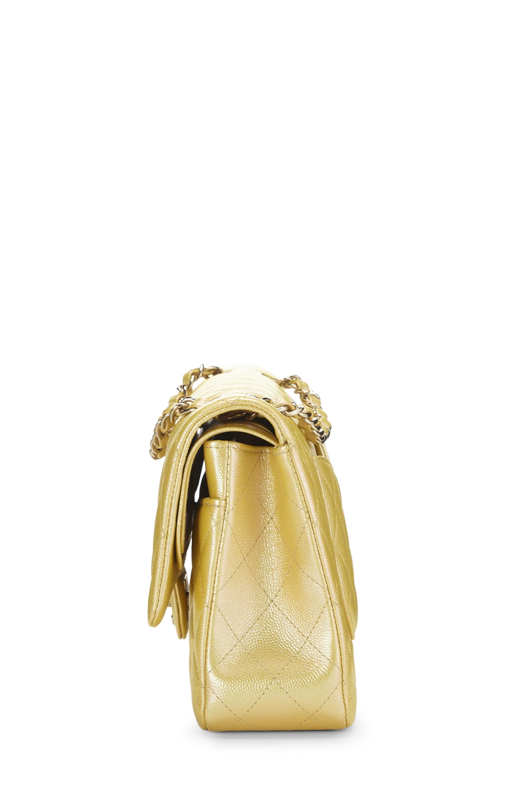 Chanel,  Iridescent Yellow Caviar Classic Double Flap Medium, Yellow