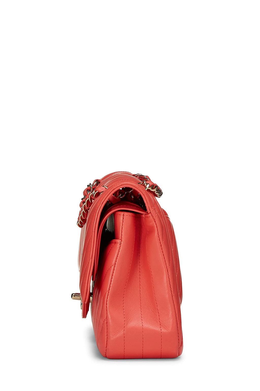 Chanel,  Pink Chevron Lambskin Classic Double Flap Medium, Pink