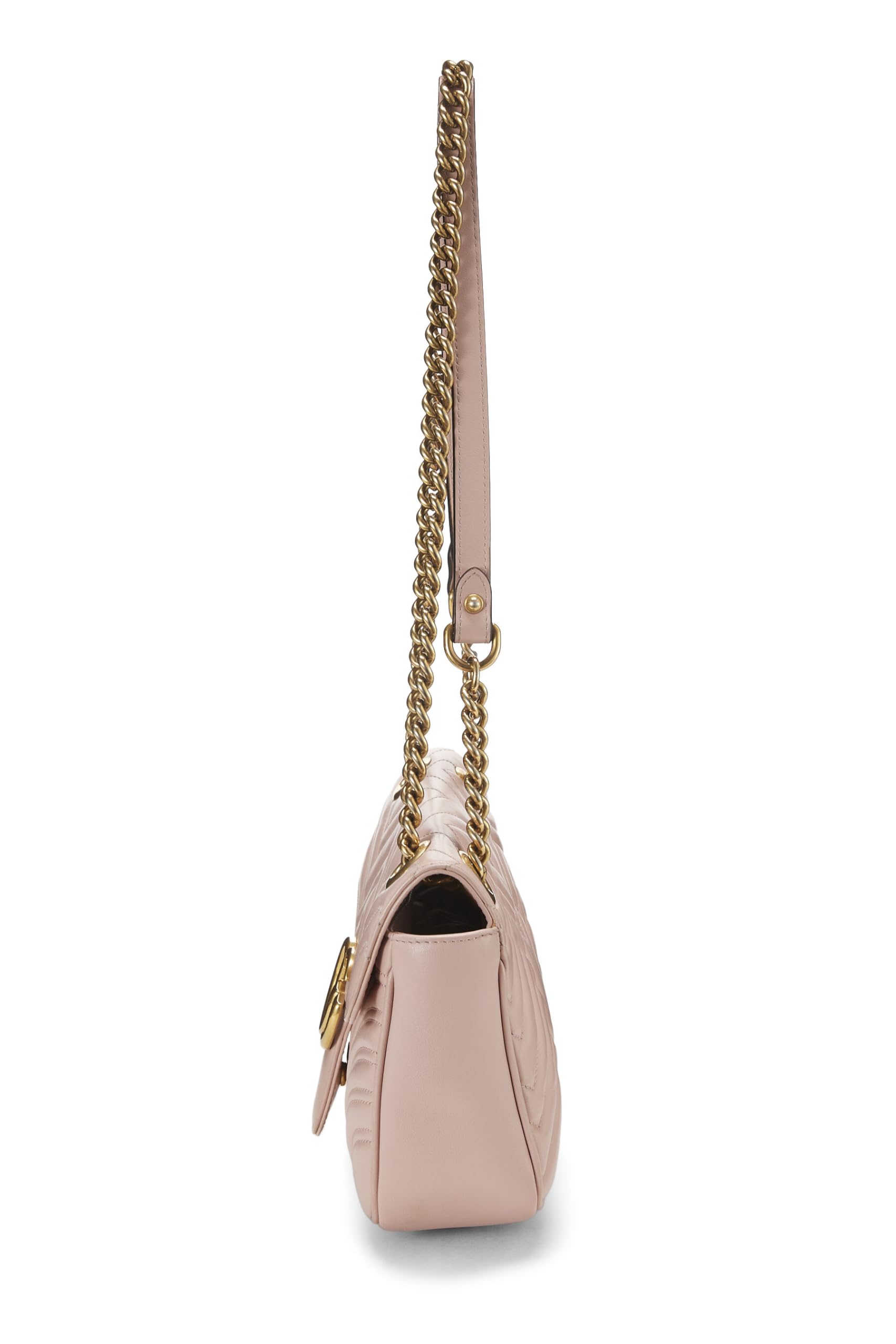 Gucci,  Pink Leather GG Marmont Shoulder Bag Small, Pink