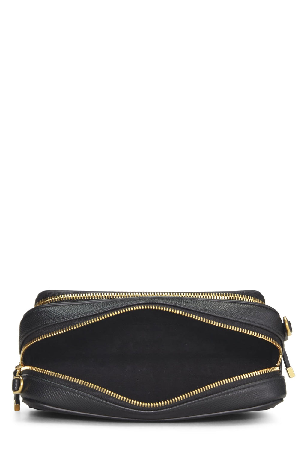 Dioror,  Black Calfskin Caro Double Pouch Crossbody, Black