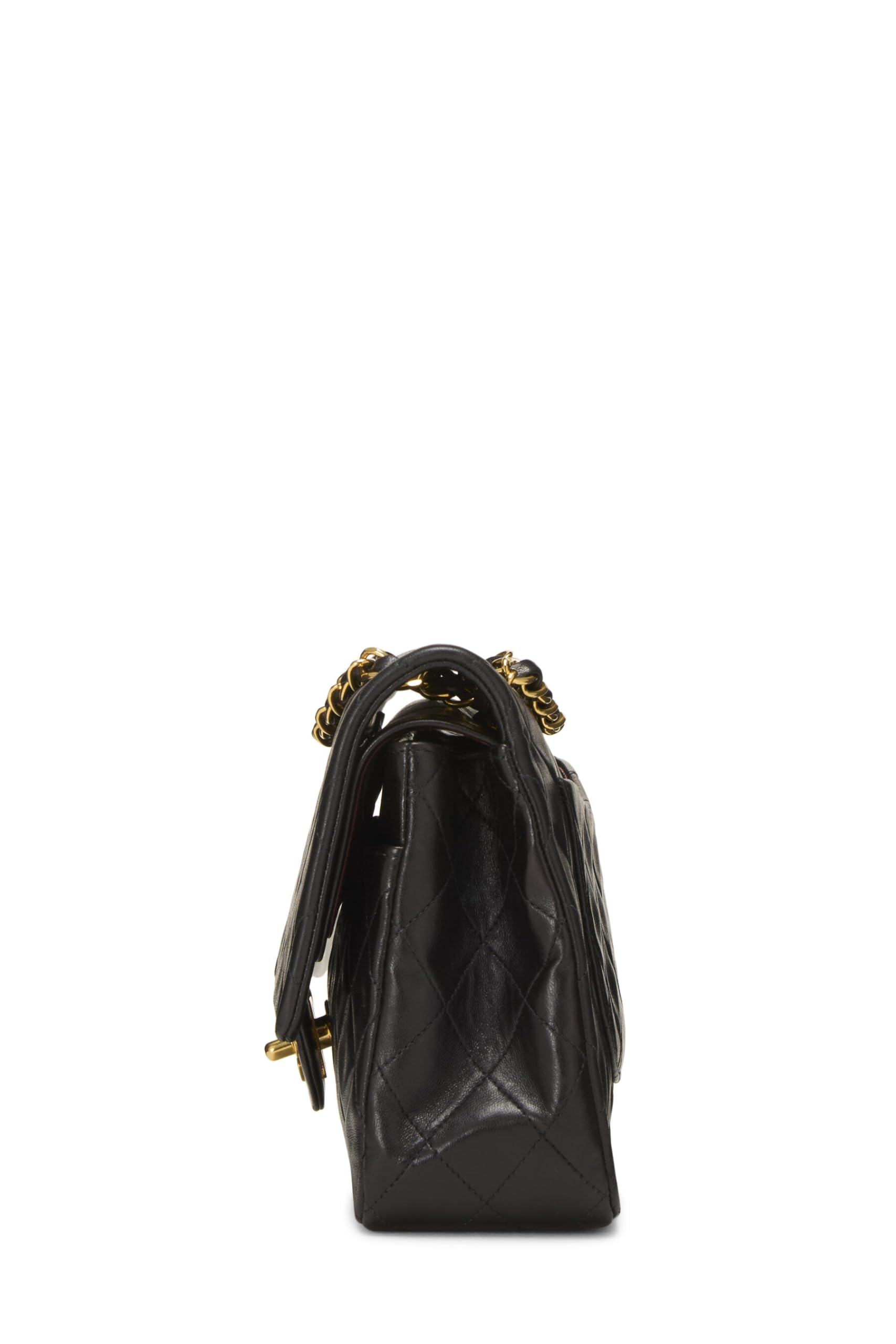 Chanel,  Black Quilted Lambskin Classic Double Flap Medium, Black