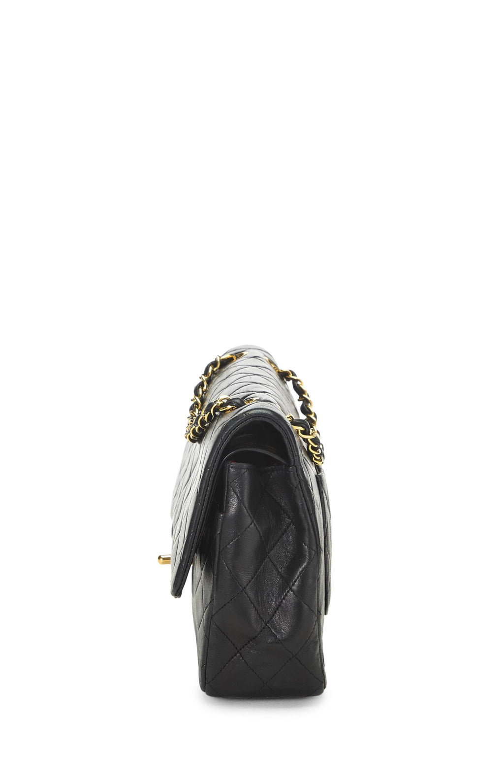 Chanel,  Black Quilted Lambskin Classic Double Flap Medium, Black