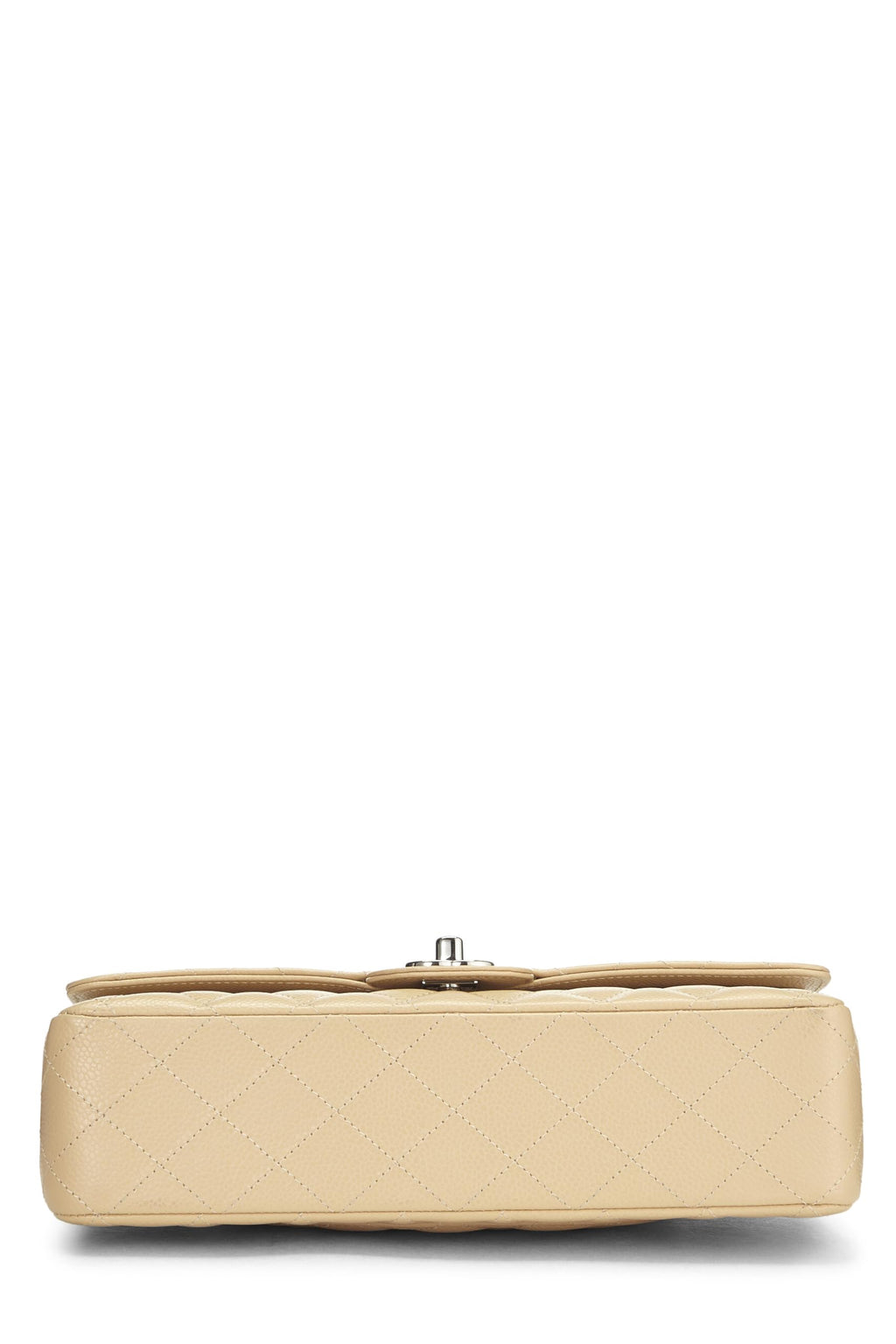 Chanel,  Beige Quilted Caviar Classic Double Flap Medium, Beige