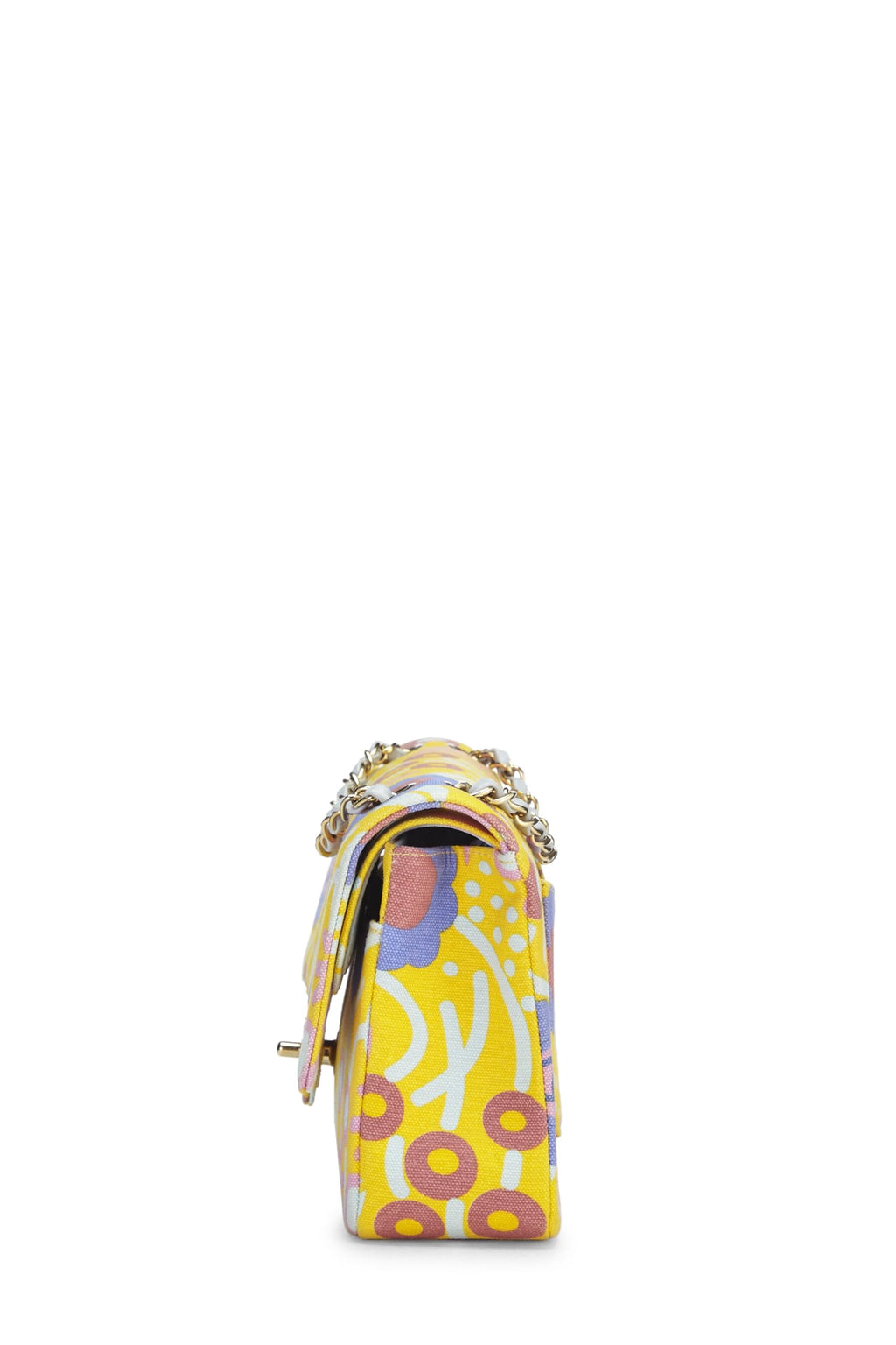 Chanel,  Yellow & Multicolor Floral Canvas Classic Double Flap Medium, Multi