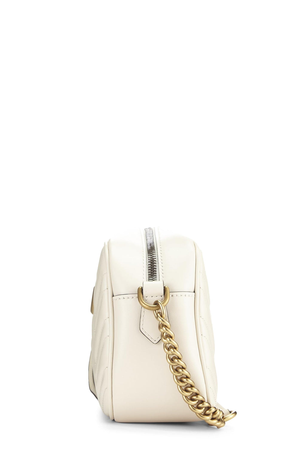 Gucci,  White Leather Gucci Marmont Crossbody Small, White