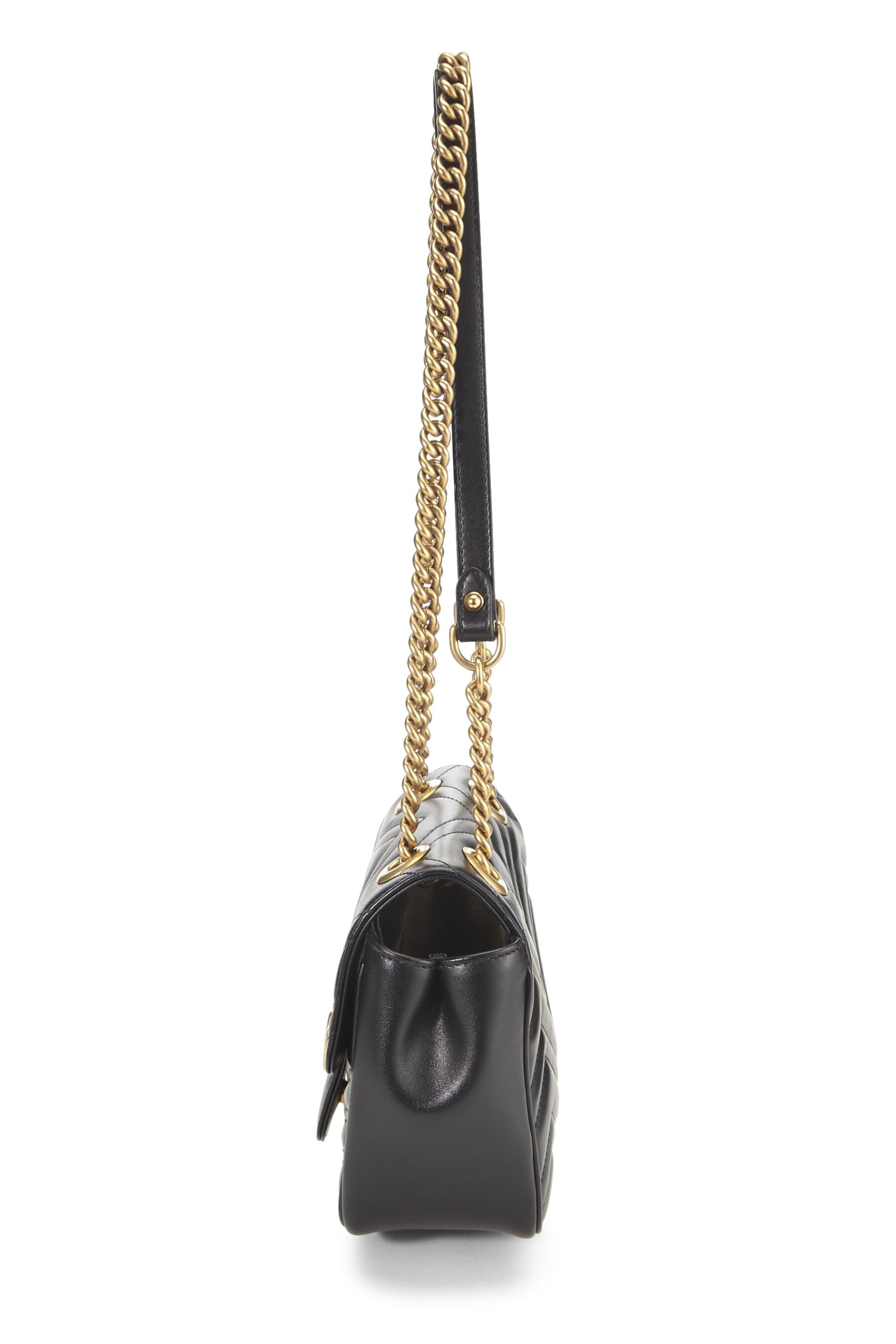 Gucci,  Black Leather GG Marmont Shoulder Bag Mini, Black