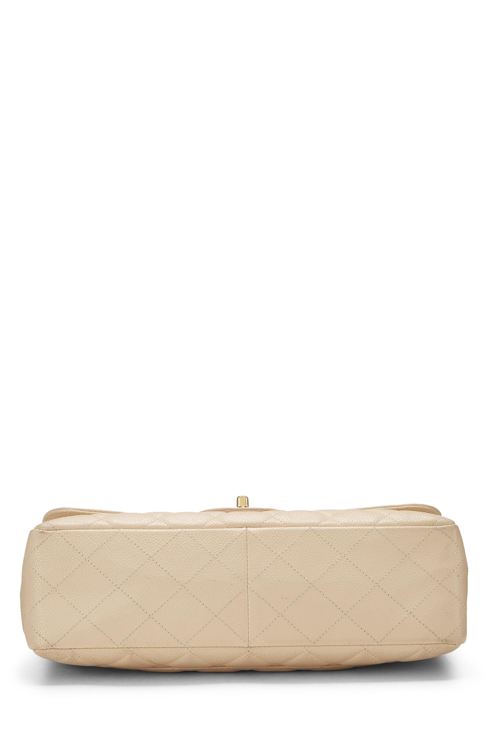 Chanel,  Beige Quilted Caviar New Classic Flap Jumbo, Beige