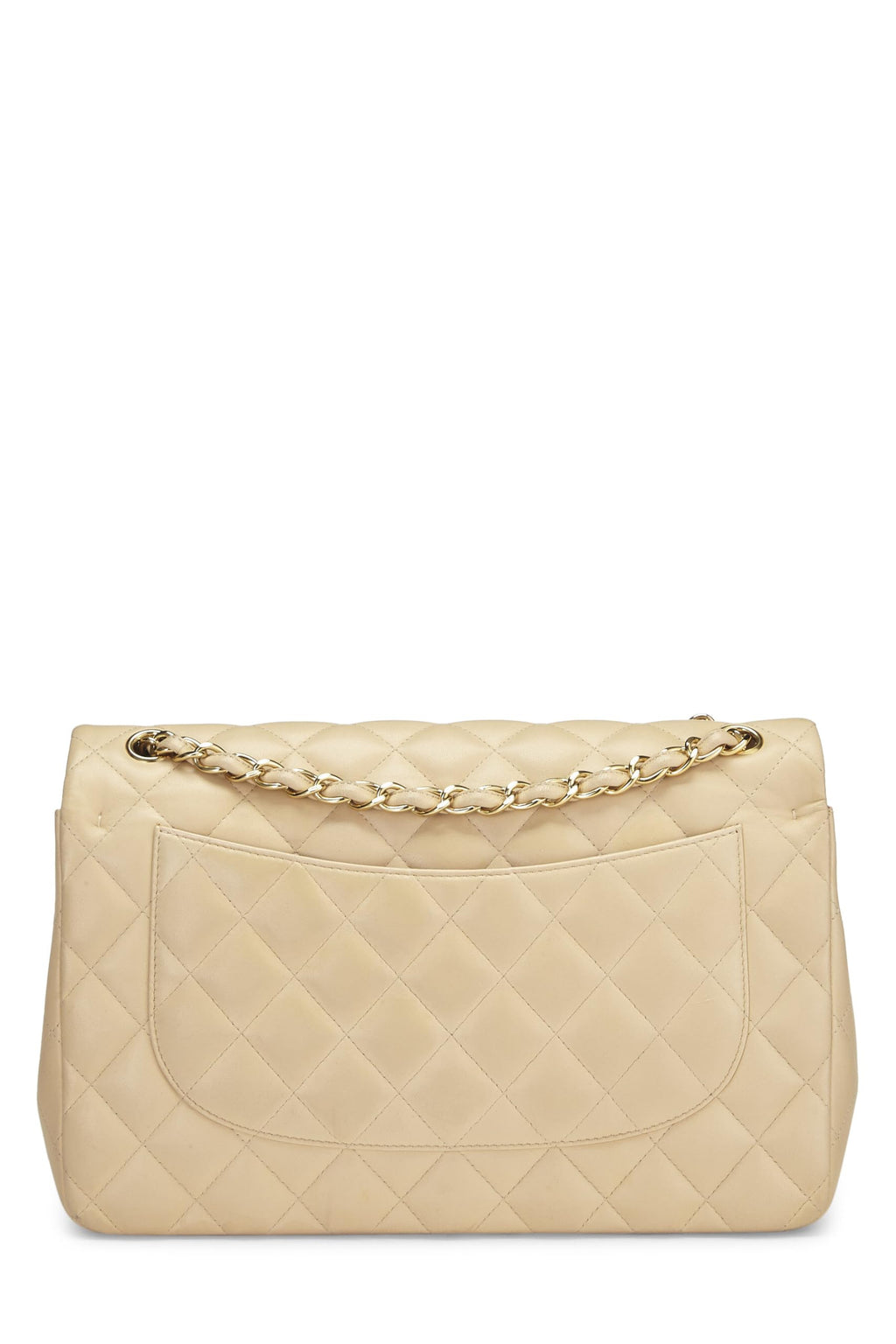 Chanel,  Beige Quilted Lambskin New Classic Double Flap Jumbo, Beige