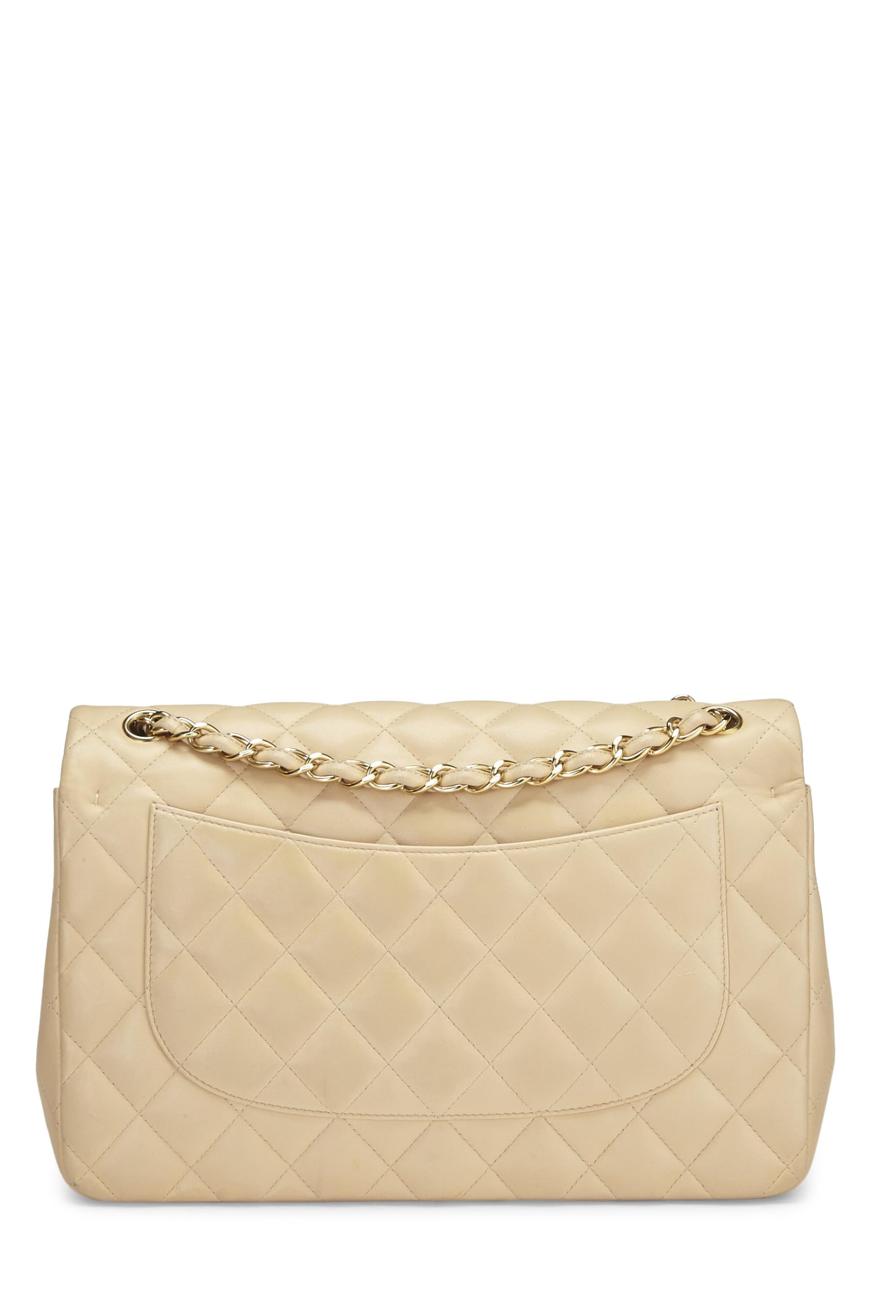 Chanel,  Beige Quilted Lambskin New Classic Double Flap Jumbo, Beige