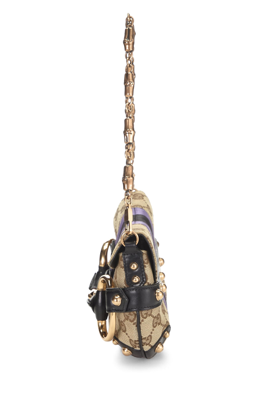Gucci,  Purple Original GG Canvas Horsebit Chain Shoulder Bag, Purple