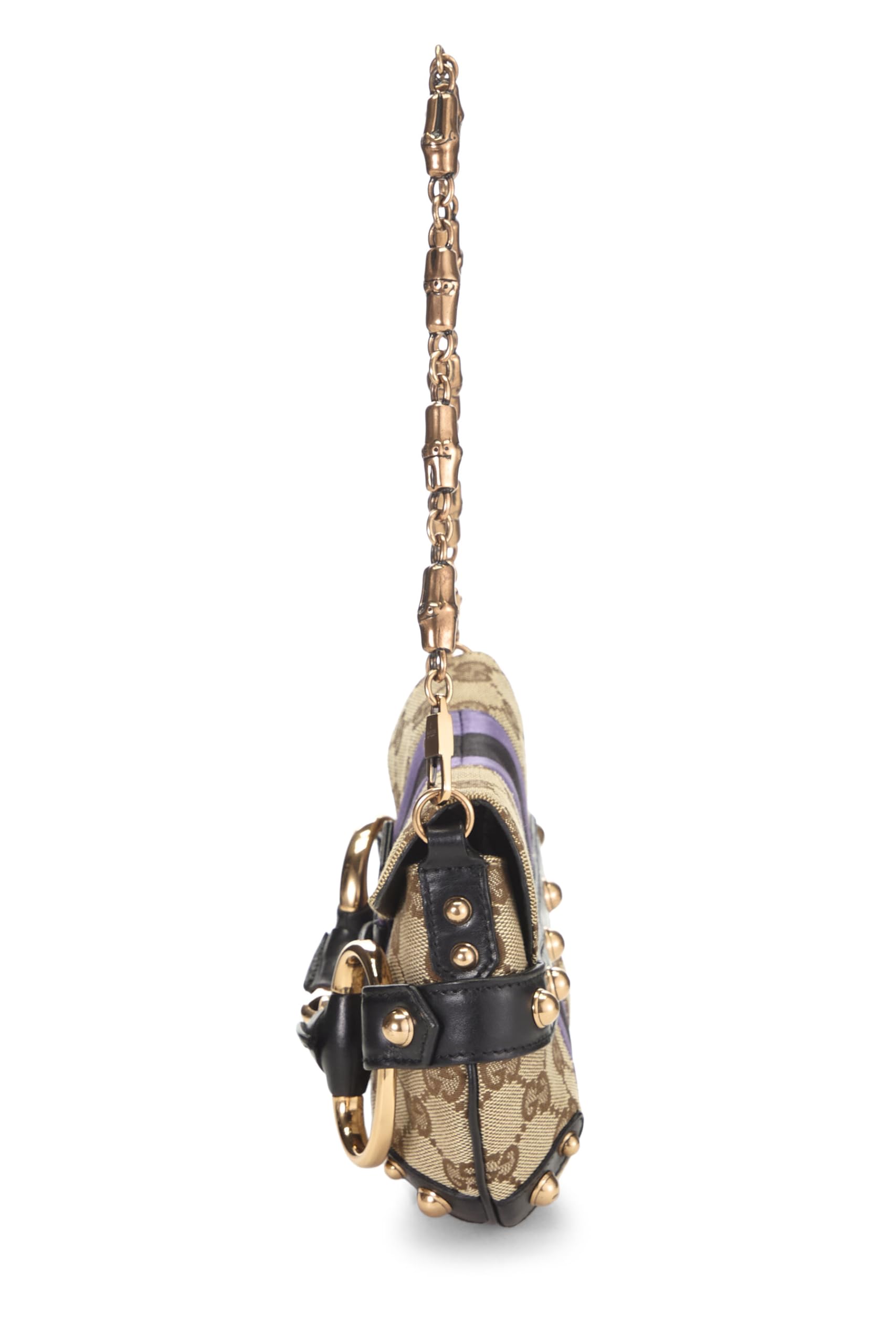 Gucci,  Purple Original GG Canvas Horsebit Chain Shoulder Bag, Purple