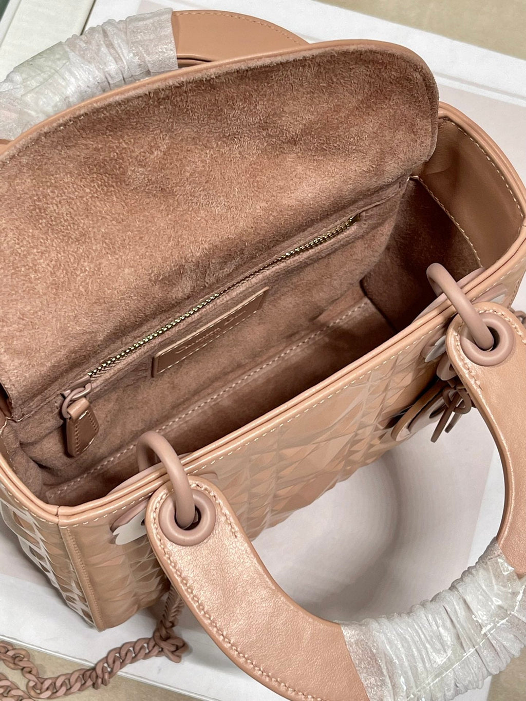 Dior Mini Lady Bag Cannage with Beaded Motif, Brown, For Women Women’s Handbags, Crossbody Bags, 18cm CD