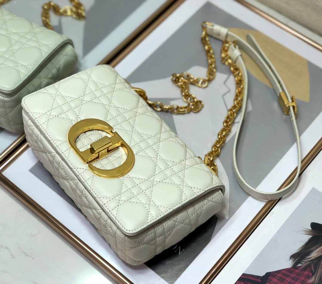 Dior Small Caro Bag, White, For Women Women’s Handbags, Shoulder Bags, Crossbody Bags, 20cm CD M9241UWHC_M35U
