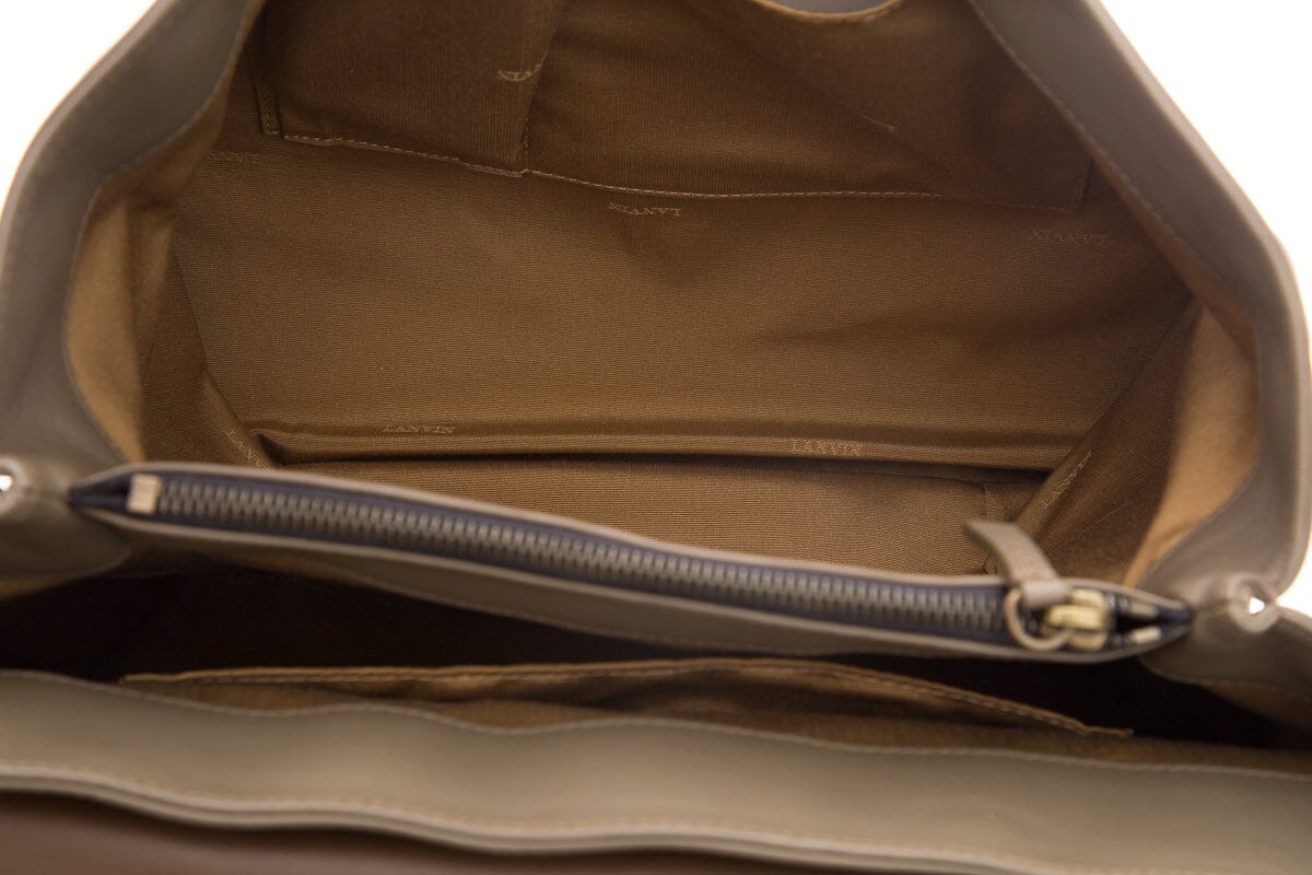 Lavin Paris Brown & Grey Leather Shoulder Bag