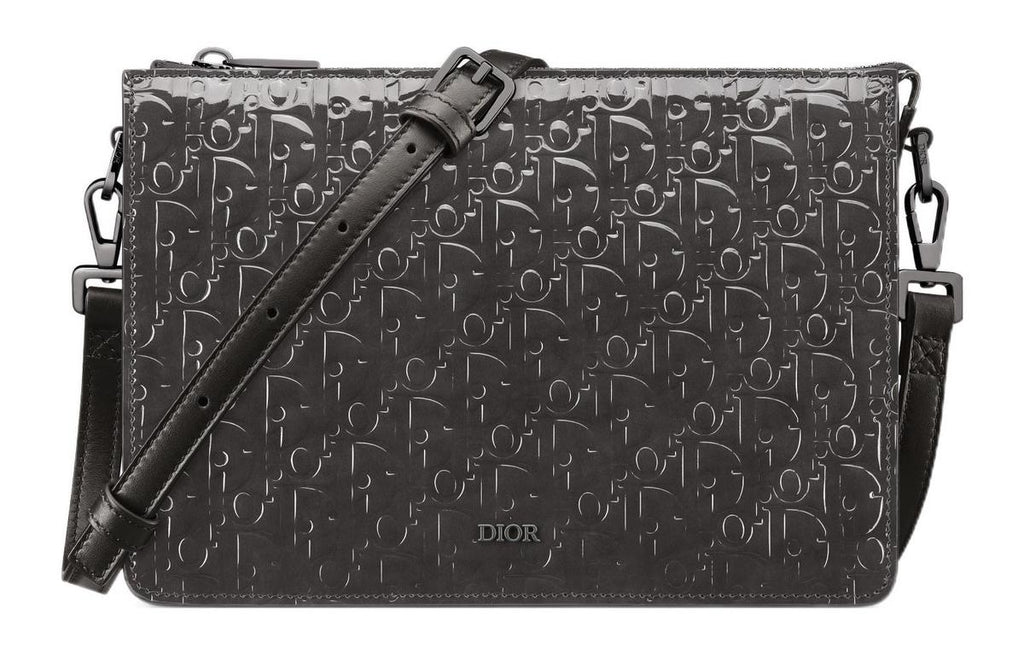 Christian Dior Zip Pouch Leather Black Leather Crossbody Bag Bag (Pre-Owned)