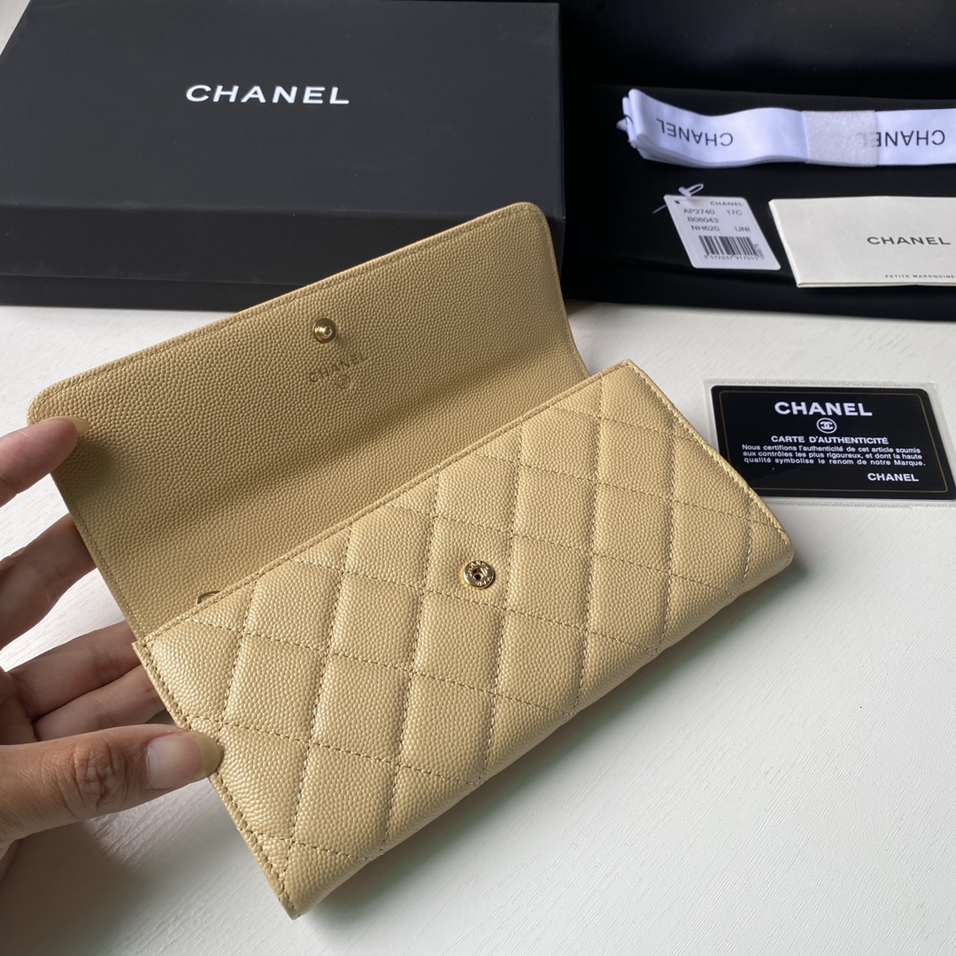 Chanel CHL LONG FLAP WALLET BEIGE AP0955