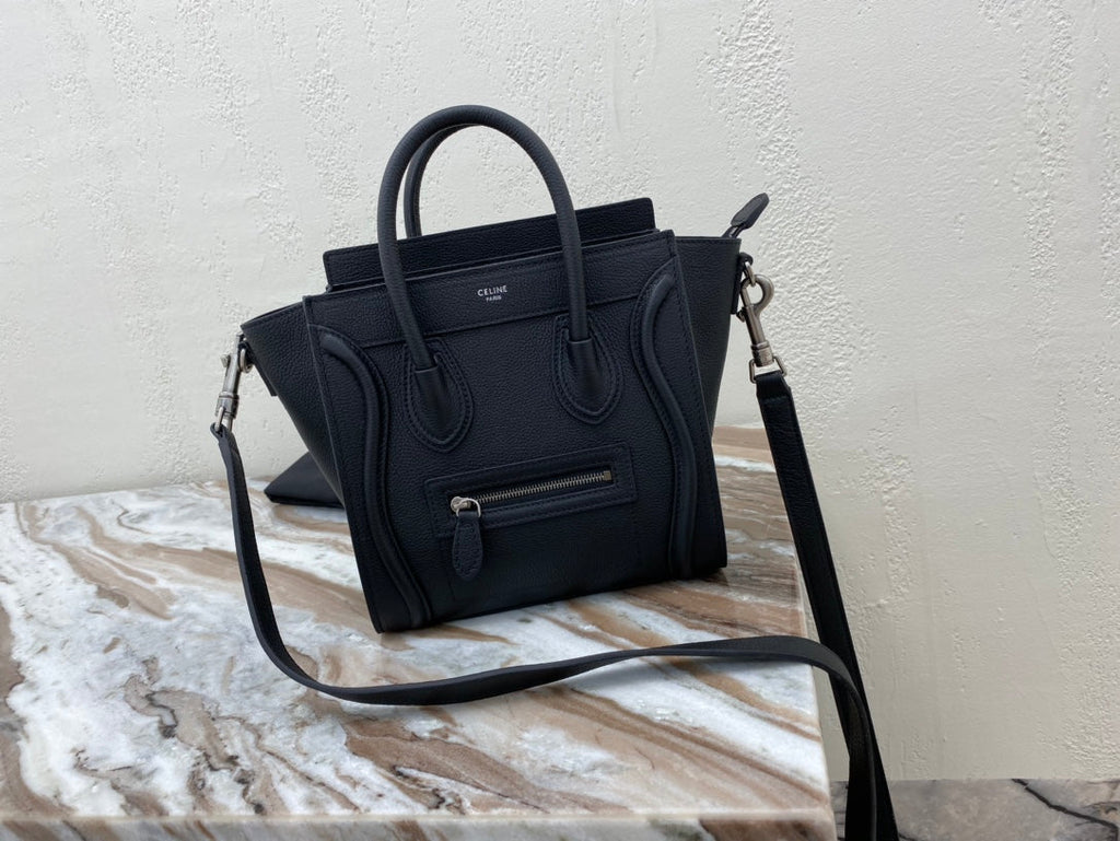 Top Quality Nano LuGucciage Bag In Drummed Black For WomLB 8in/20cm 189243DRU.38NO