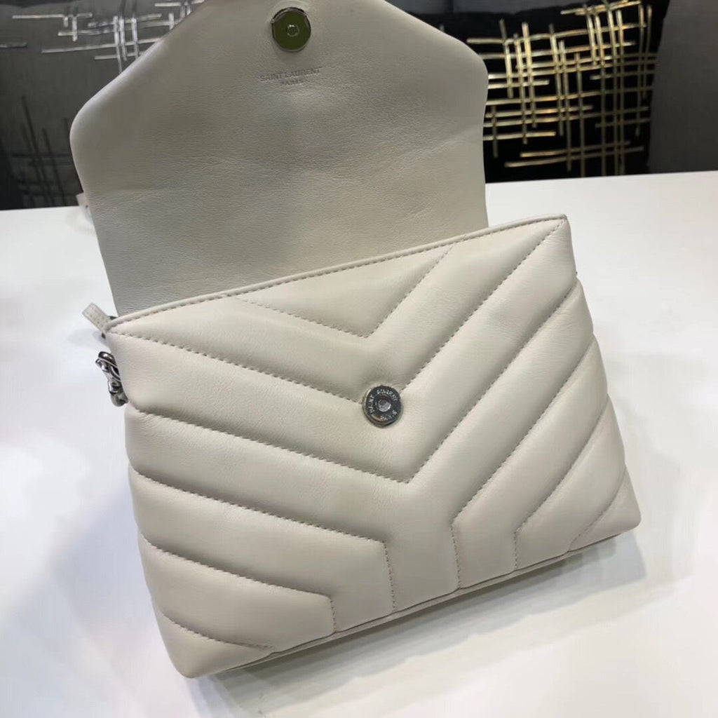 Top Quality Loulou Mini Shoulder Bag White For Women 7in/18cm YSL